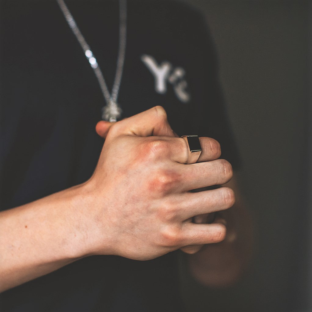 Unisex ring med heliotrop i sølv