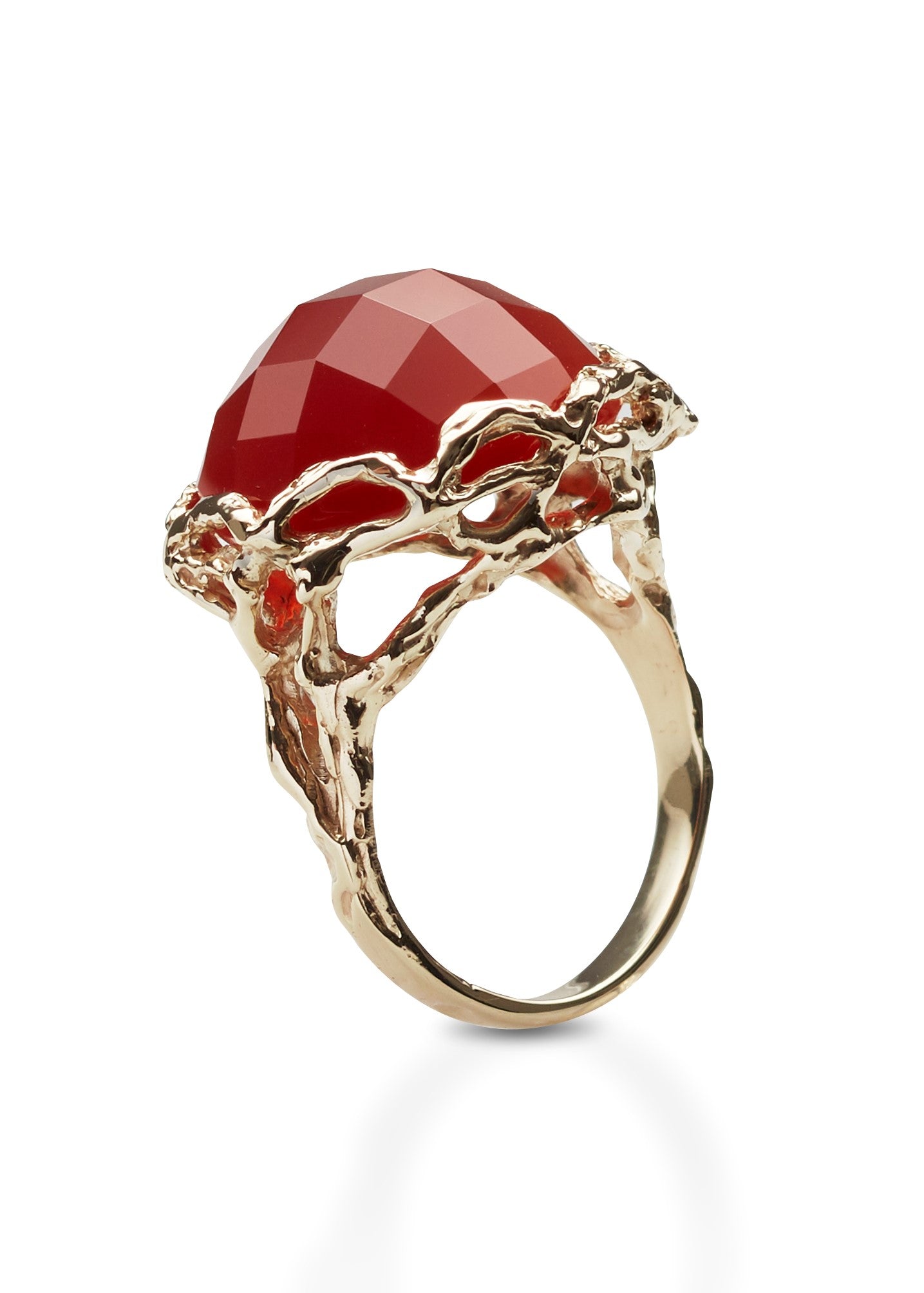 Bon Bon Royal ring fasettert quartz mørk rød