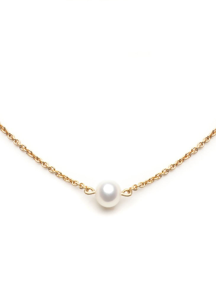 Necklace with freshwater cultured pearl in gold-plated silver