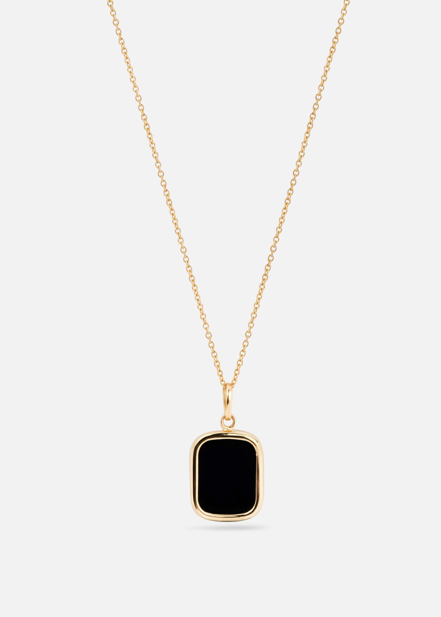 Halskjede gull onyx rektangel 10*8mm