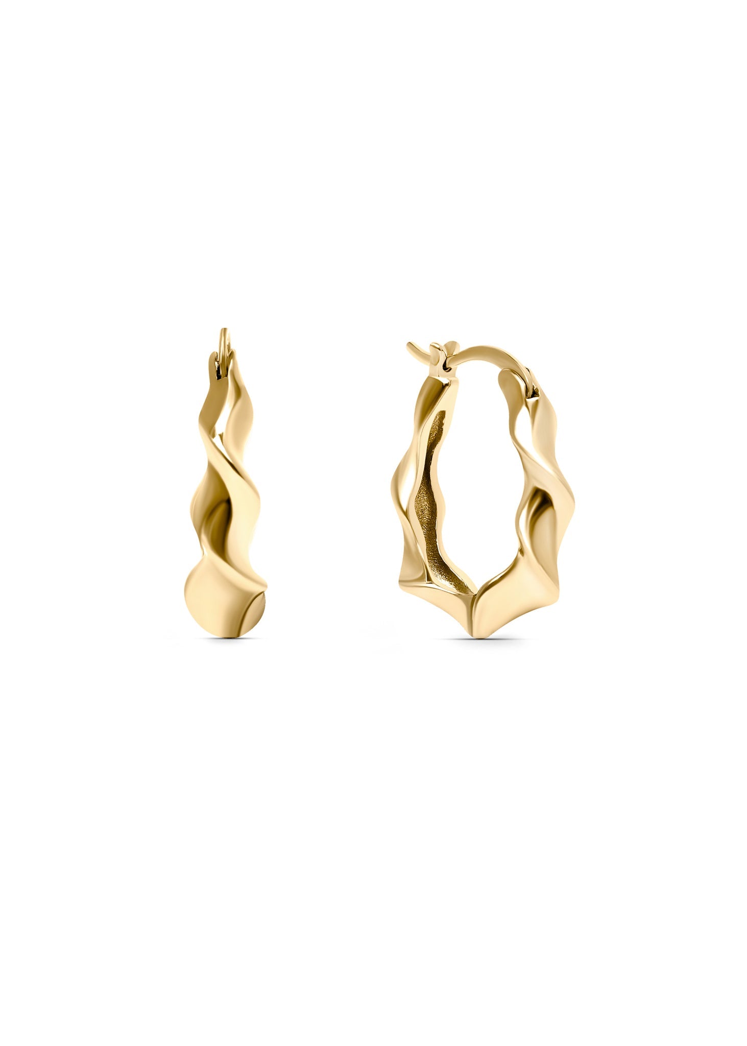 Gold Wavey Hoops