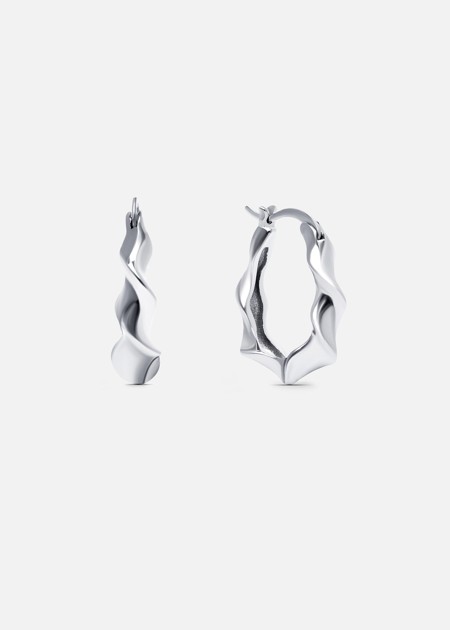 Silver Wavey Hoops