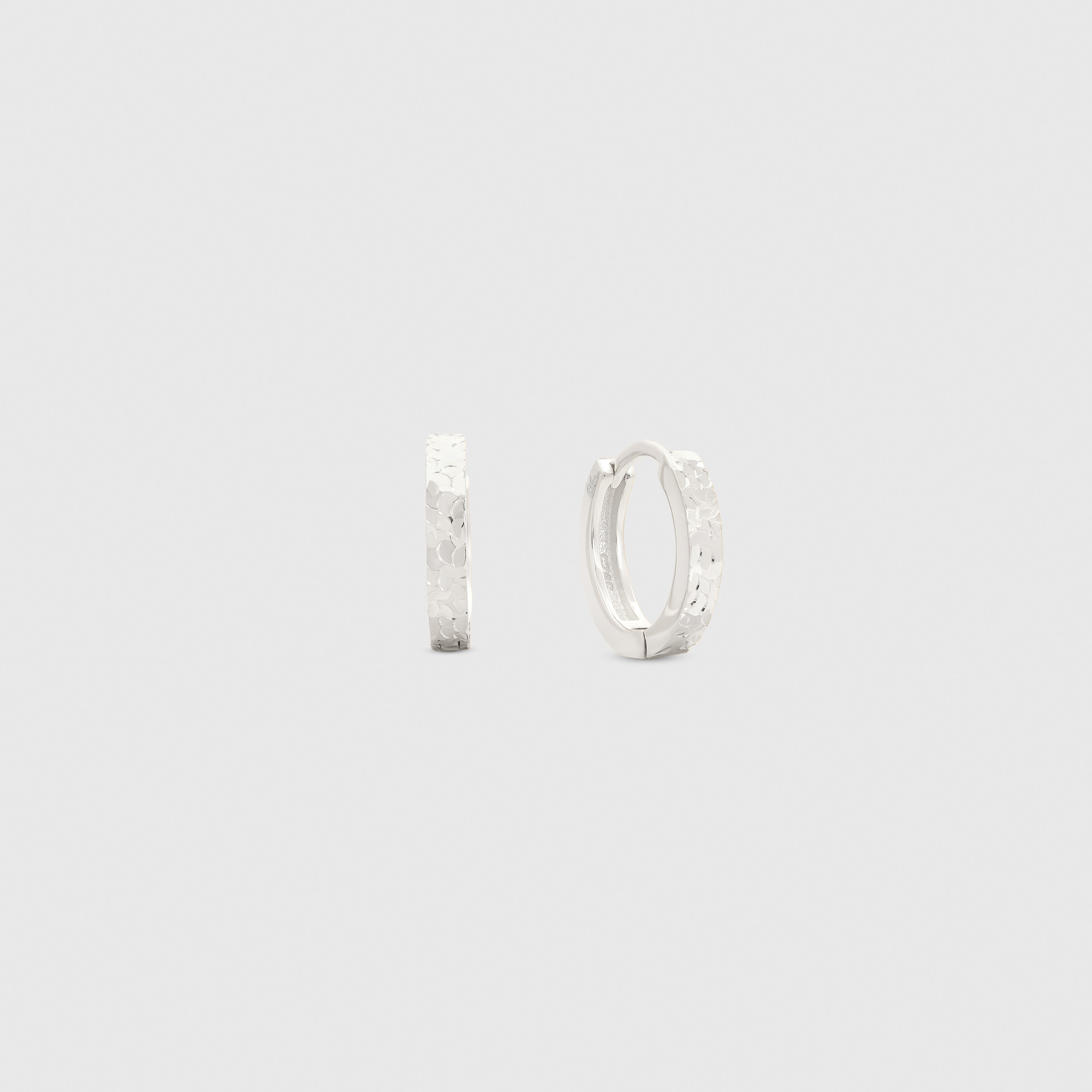 Facet Silver Mini Hoops