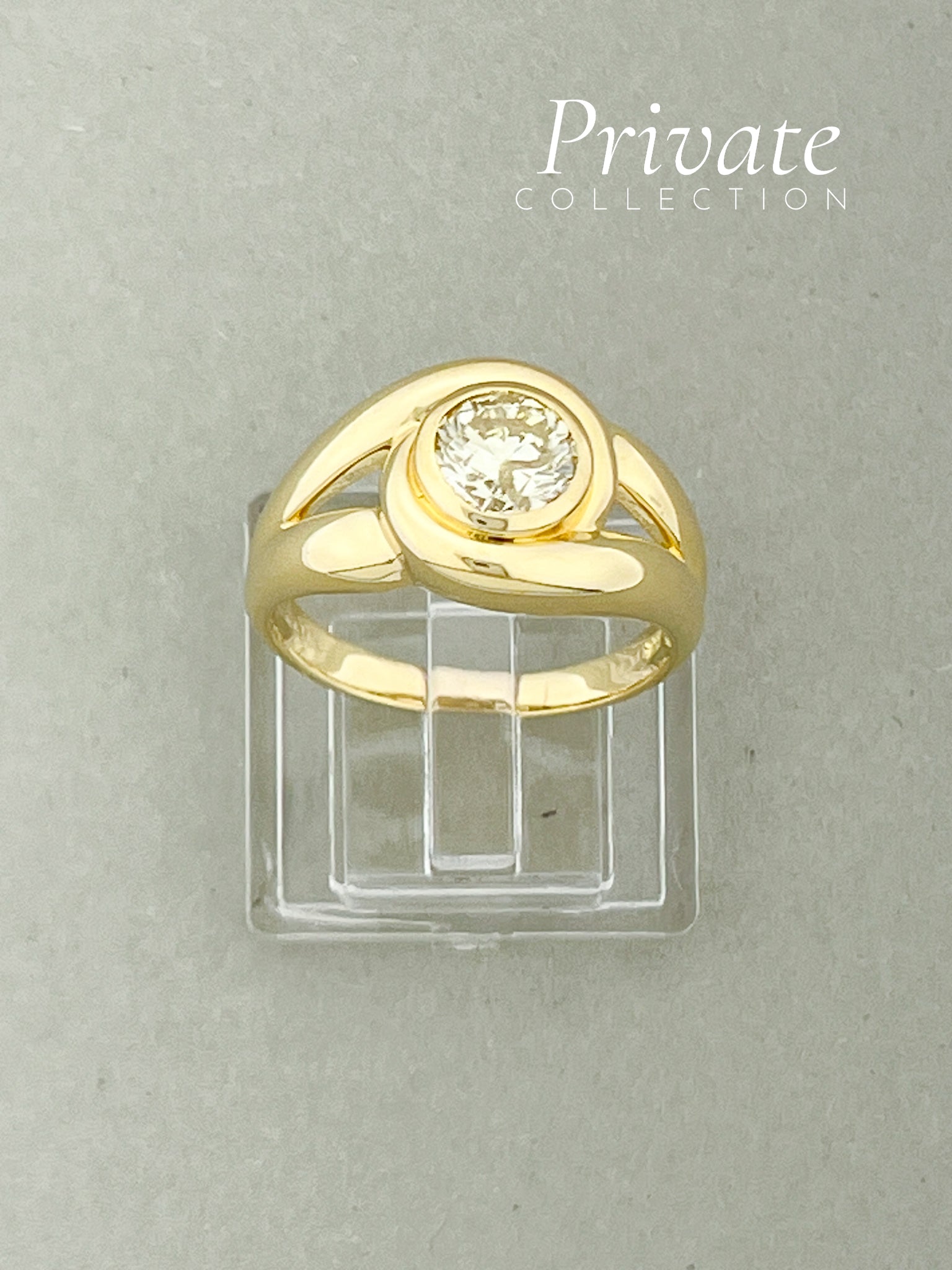 PC Diamantring 18K gult gull med diamant str 55