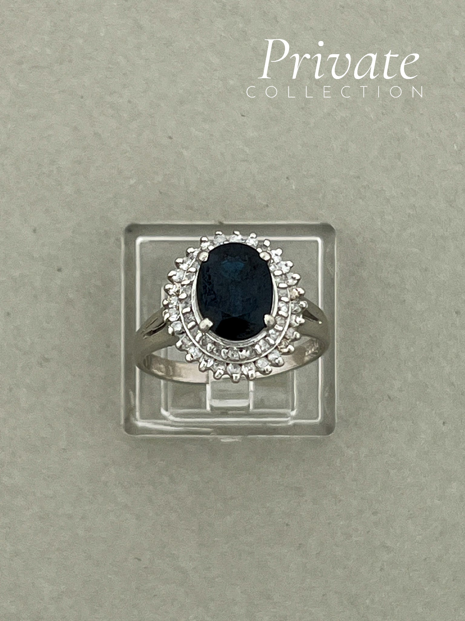 PC Rosettring blå safir platina str 52
