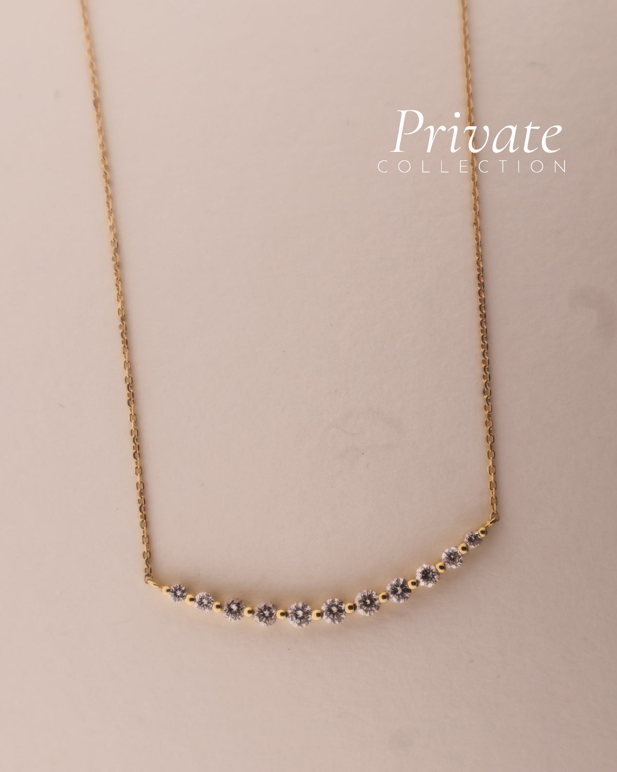 PC diamantkjede 18K gult gull 48cm