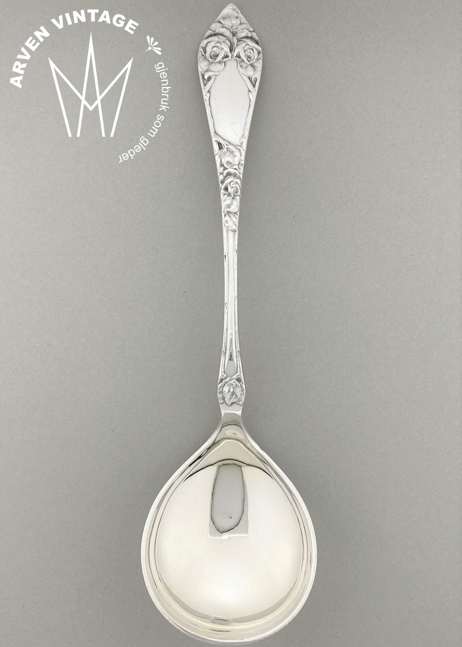 Vintage Raised Rose compote spoon / serving spoon