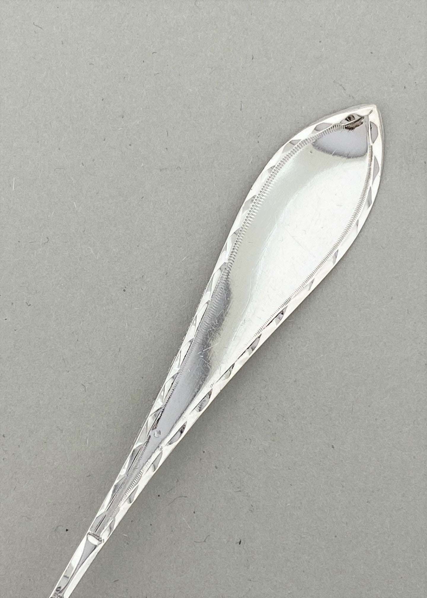 Vintage Pointed Engraved Cream Spoon