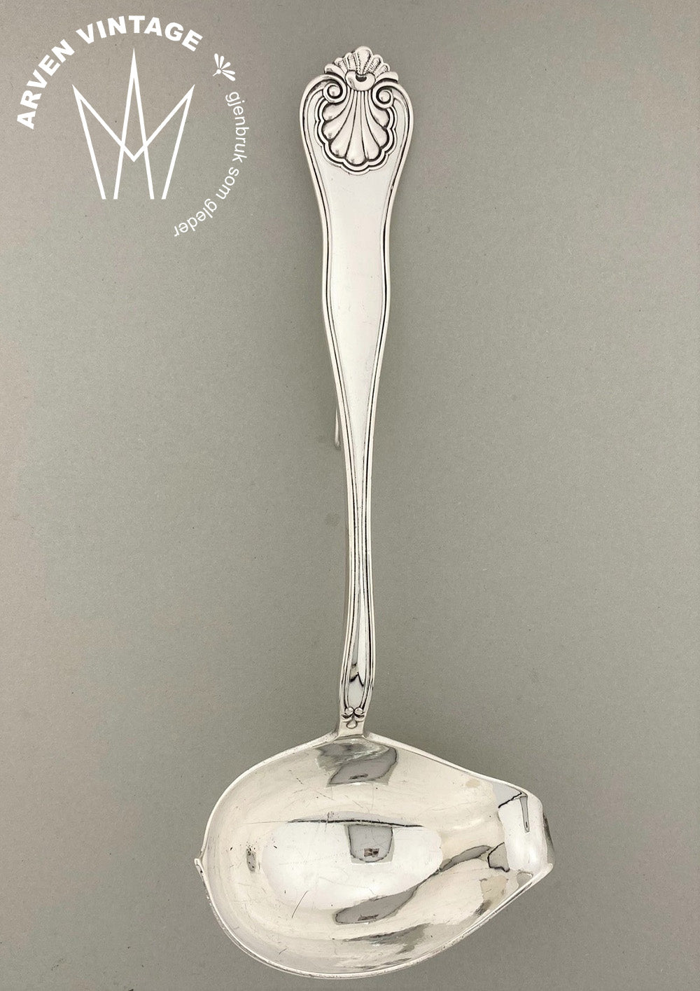 Vintage New shell sauce spoon with hook