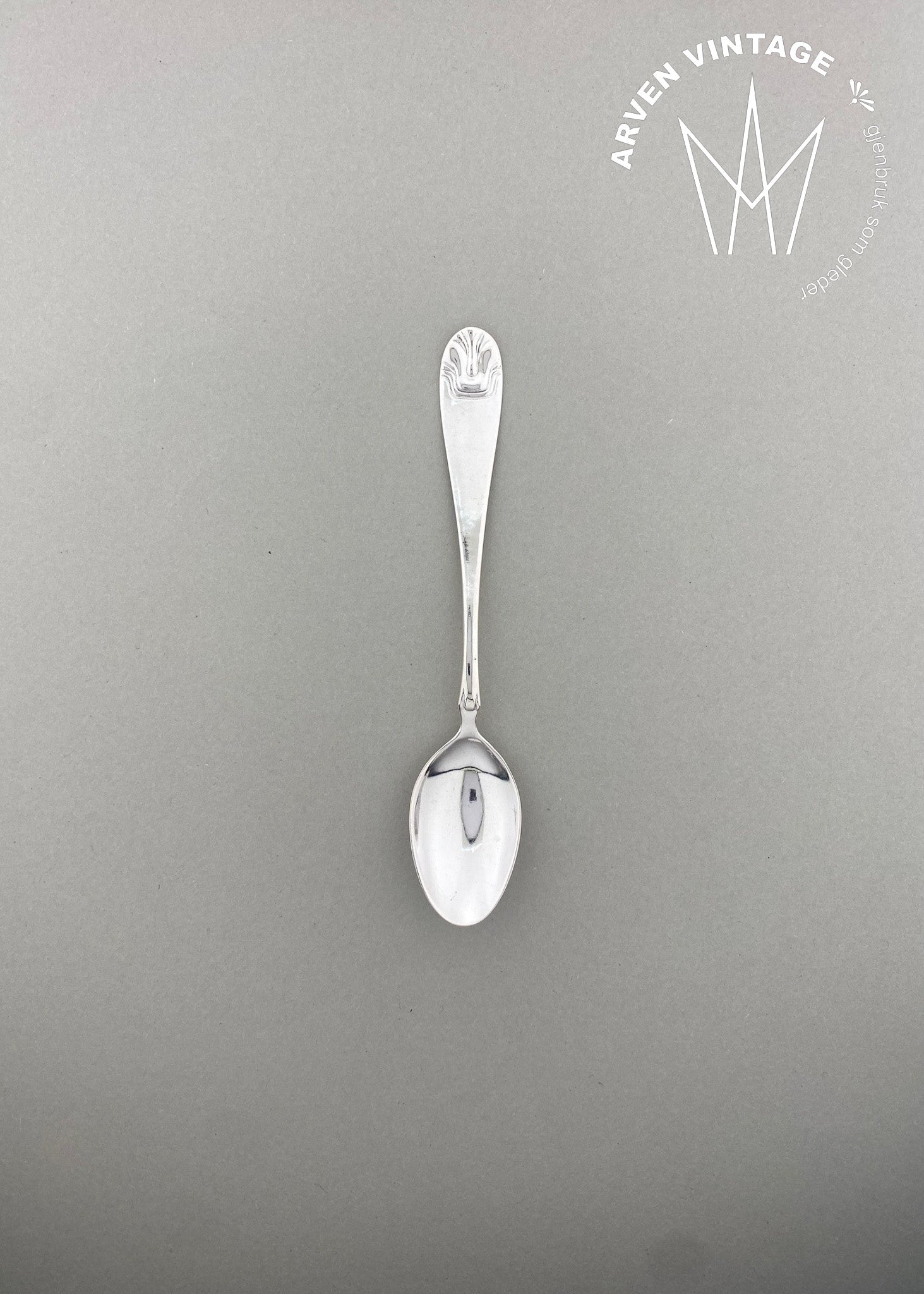 Vintage Hammered Shell Coffee Spoon