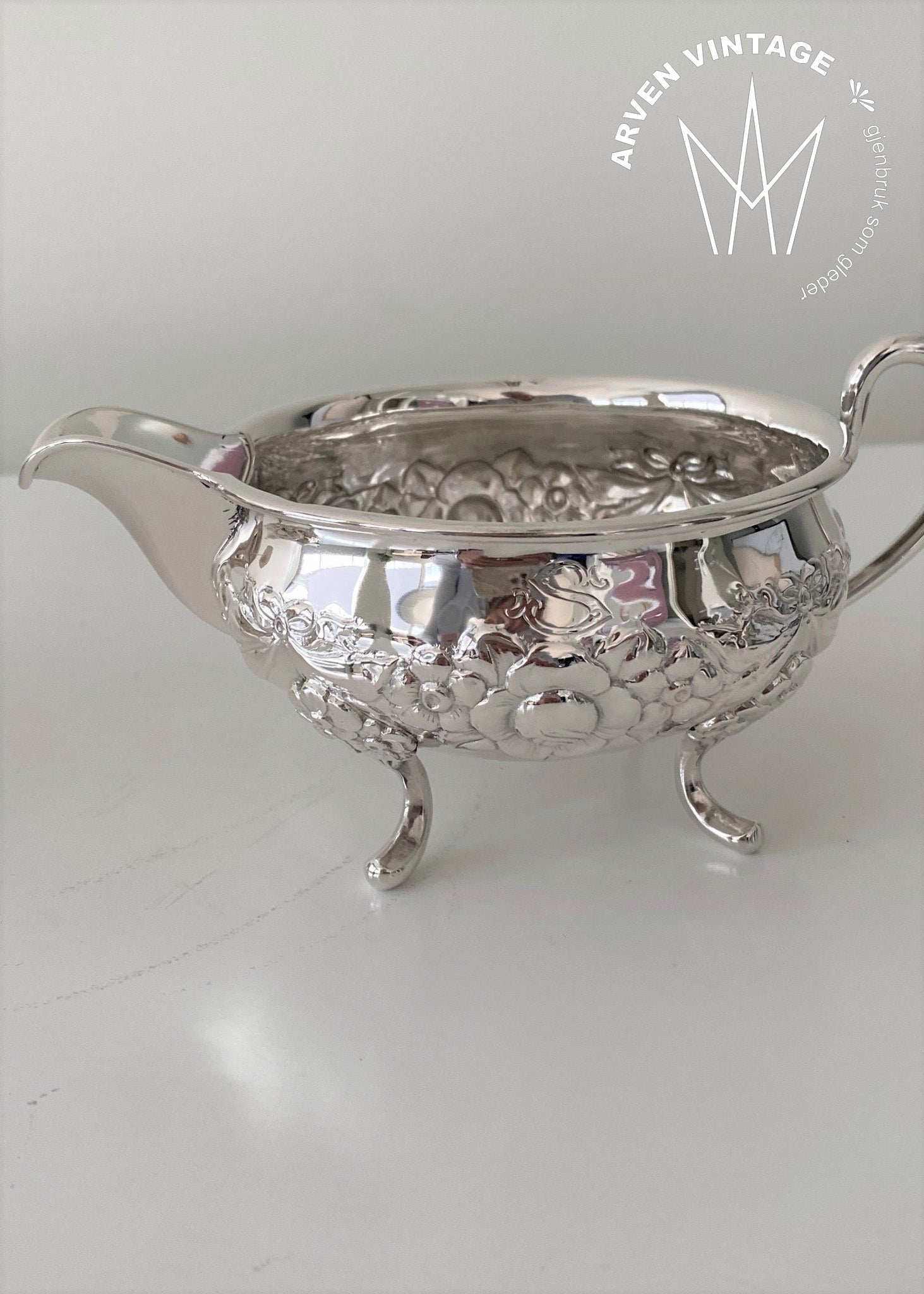 Vintage sugar and cream set with engraving