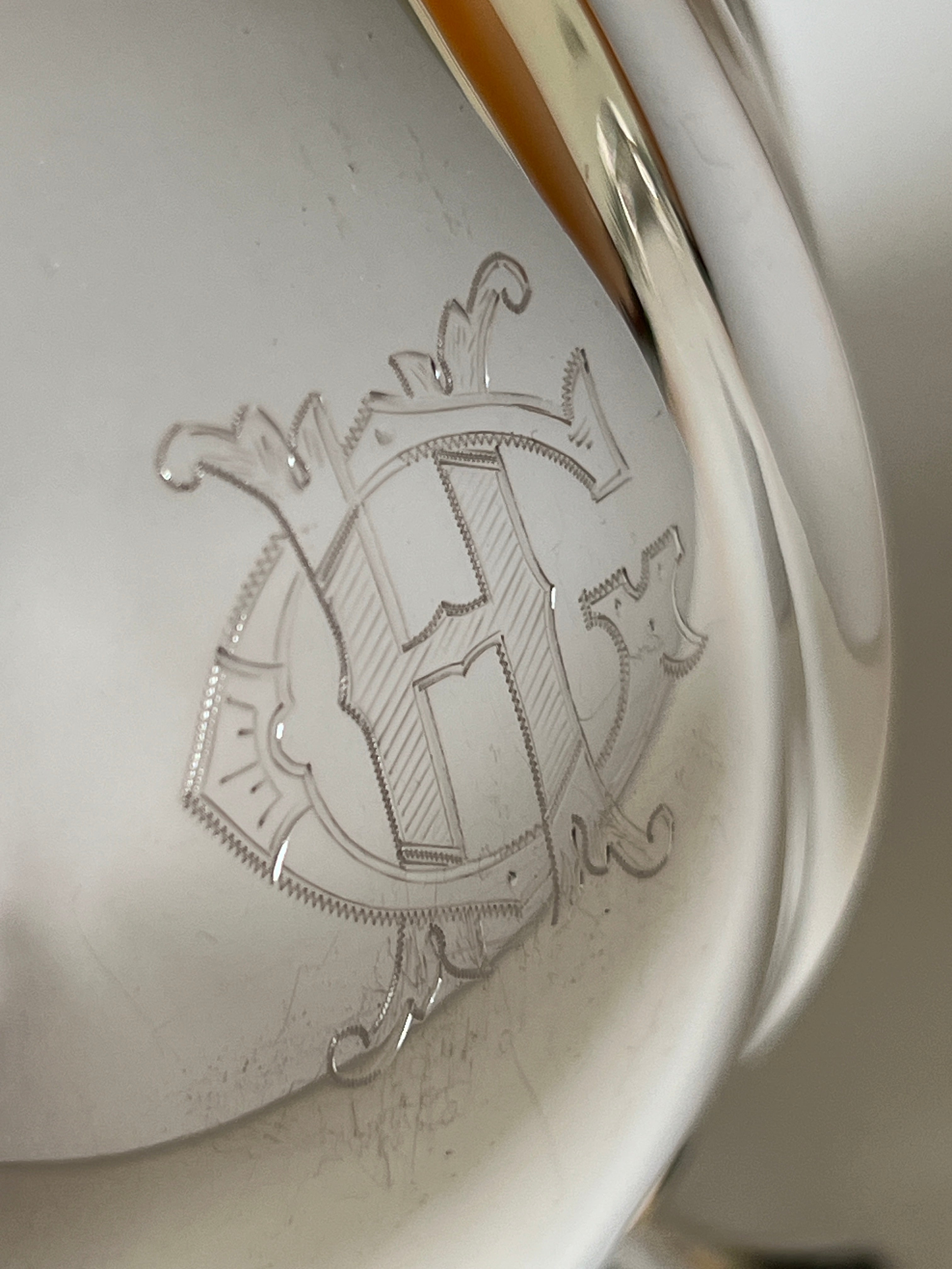 Vintage sølv kaffekanne med gravering