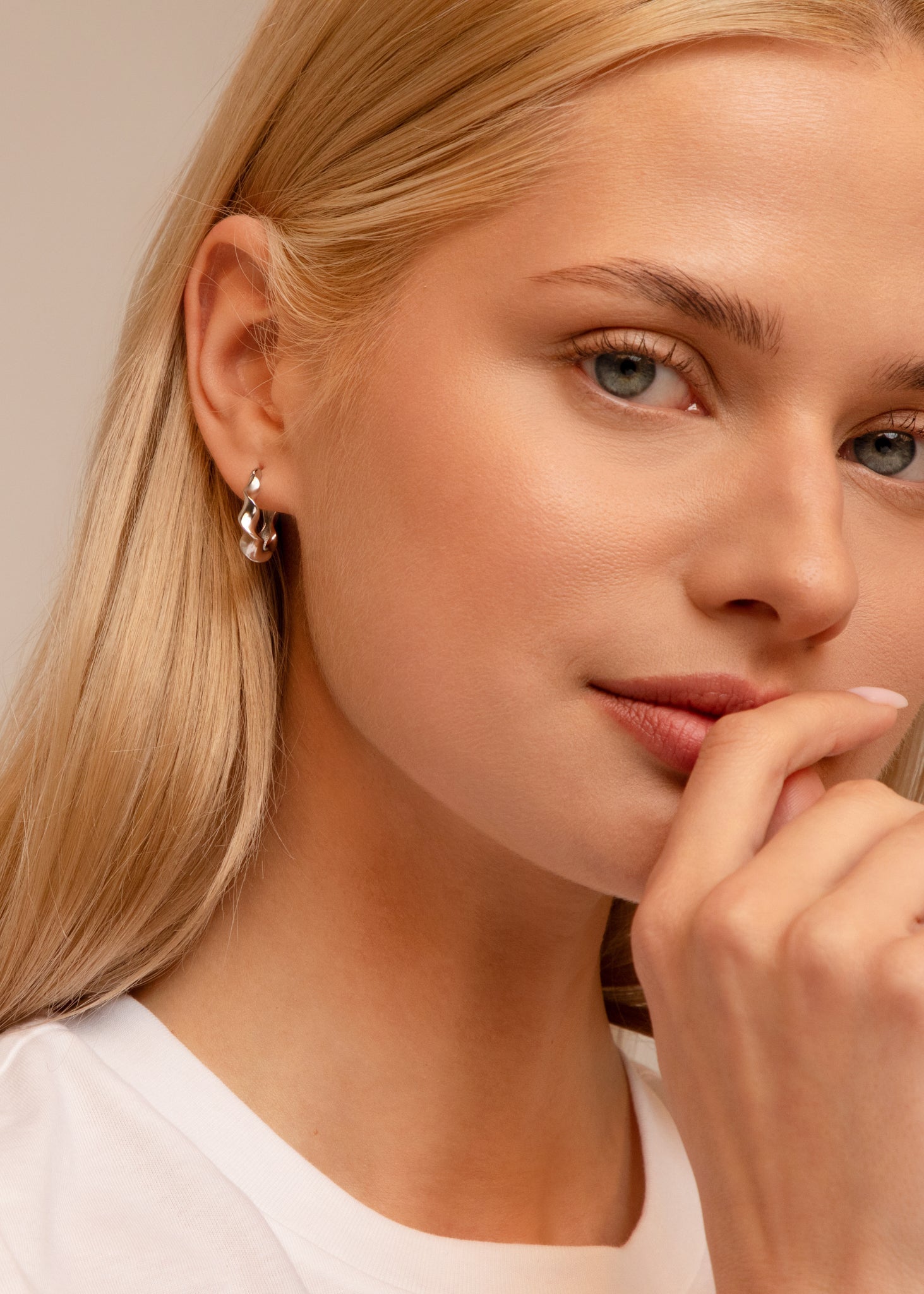 Silver Wavey Hoops