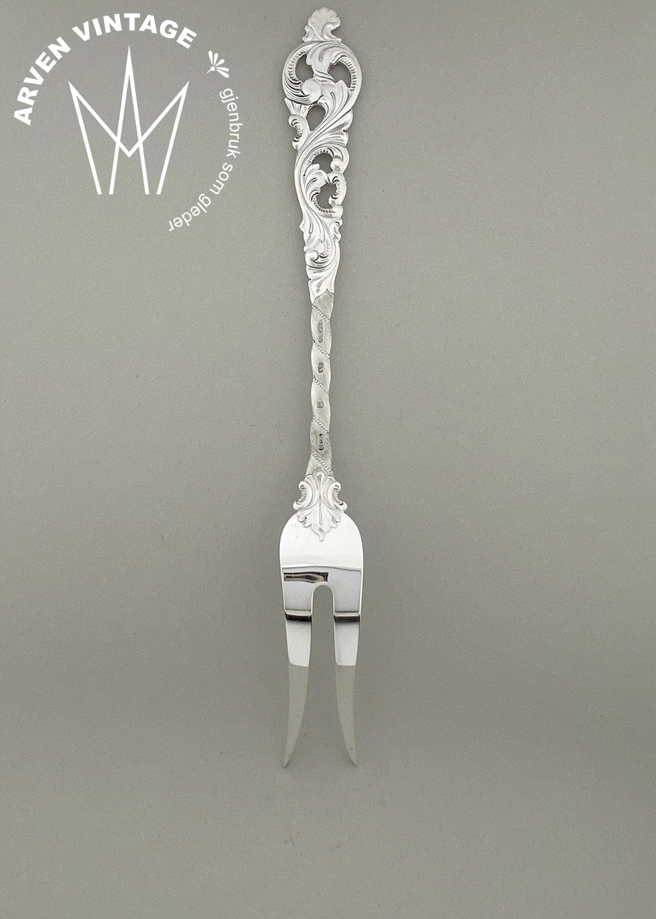 Vintage Dobbel Rokokko anretningsgaffel