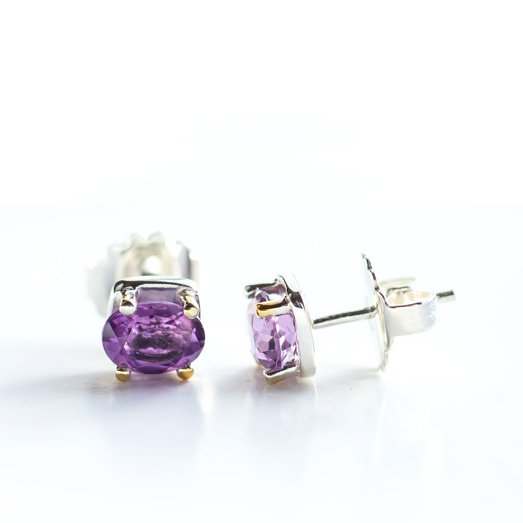 Billie earrings in silver with synthetic Amethyst