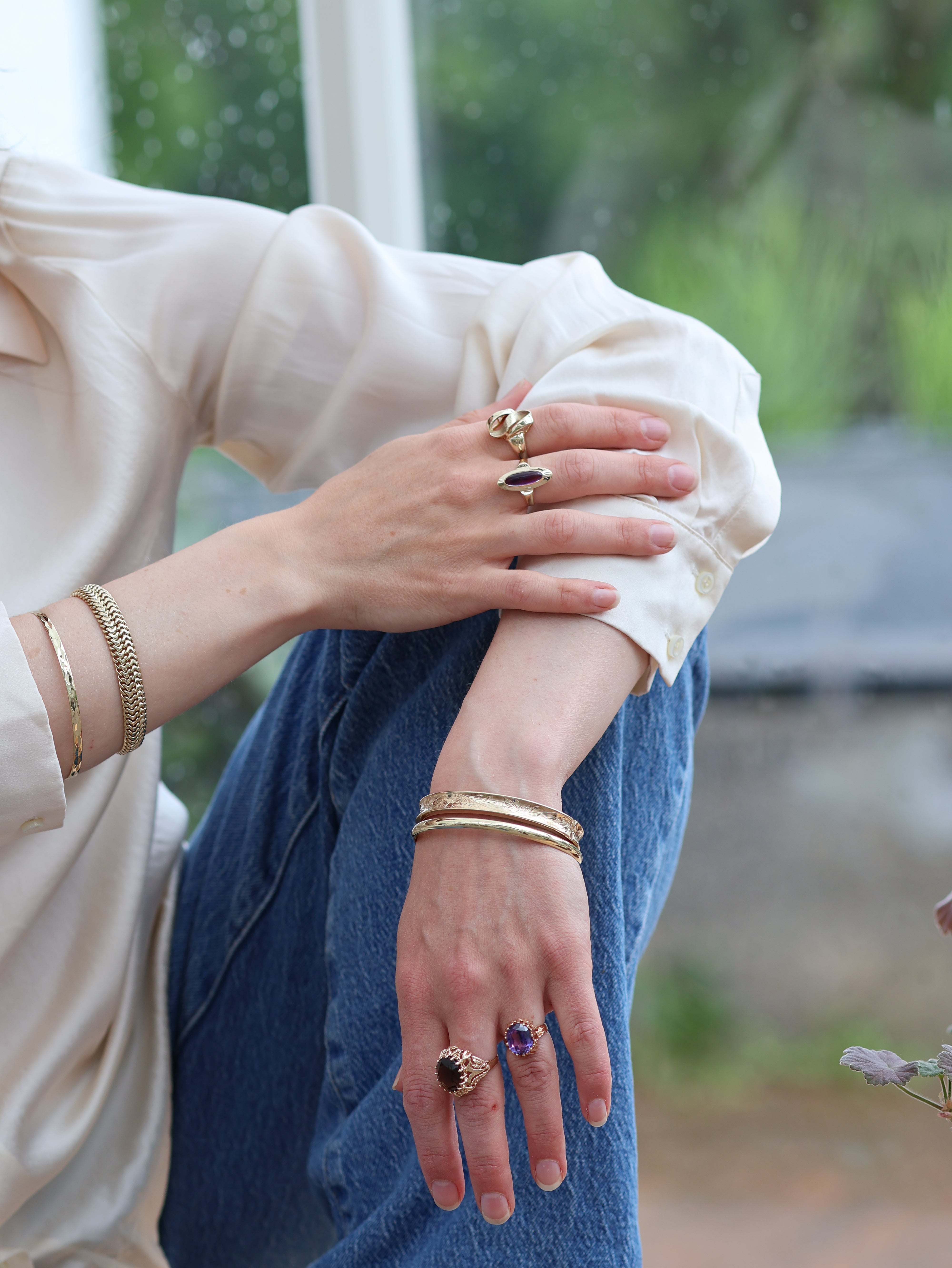 Vintage armring gult gull 20cm