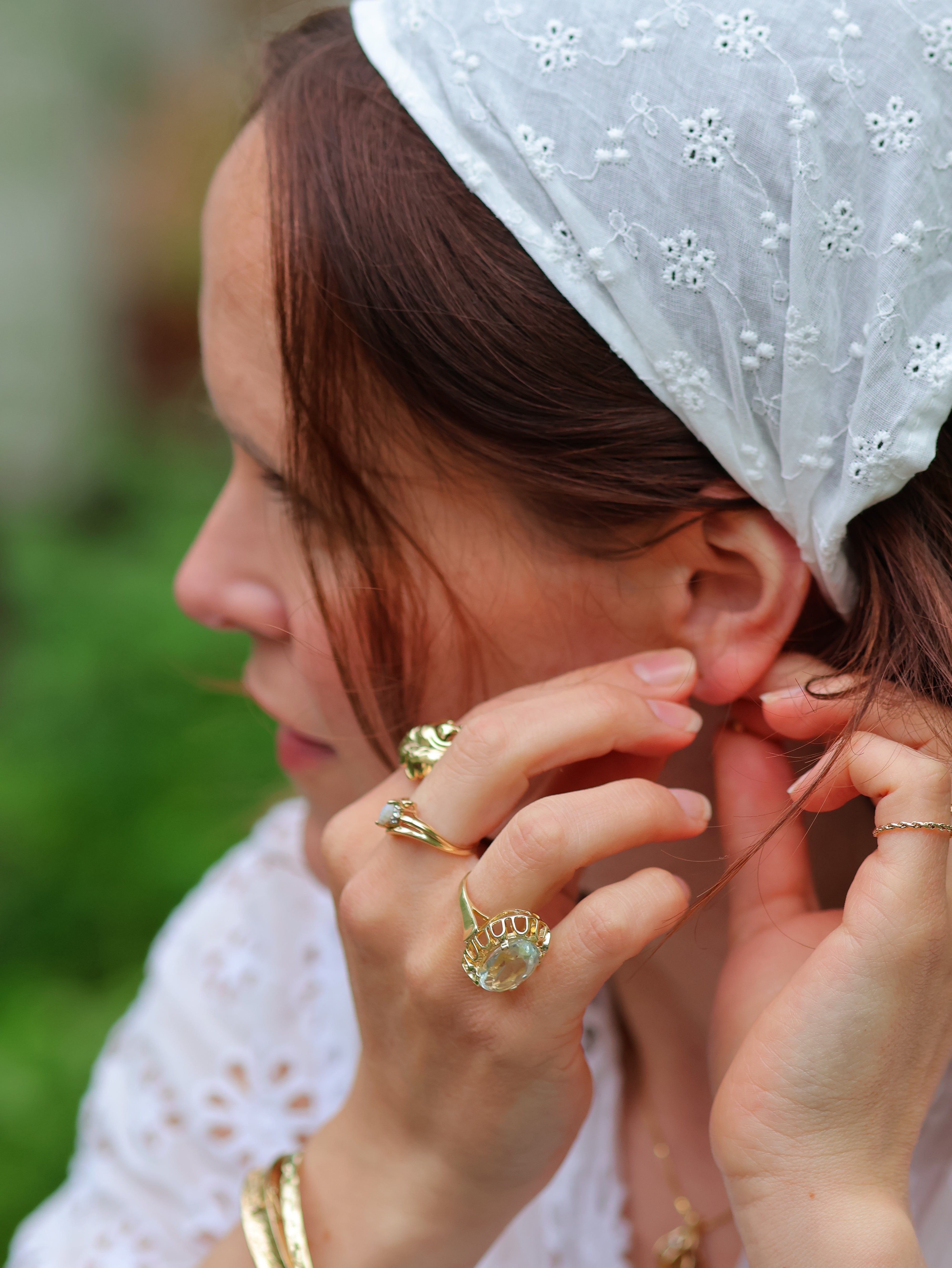 Vintage ring gult gull str 52