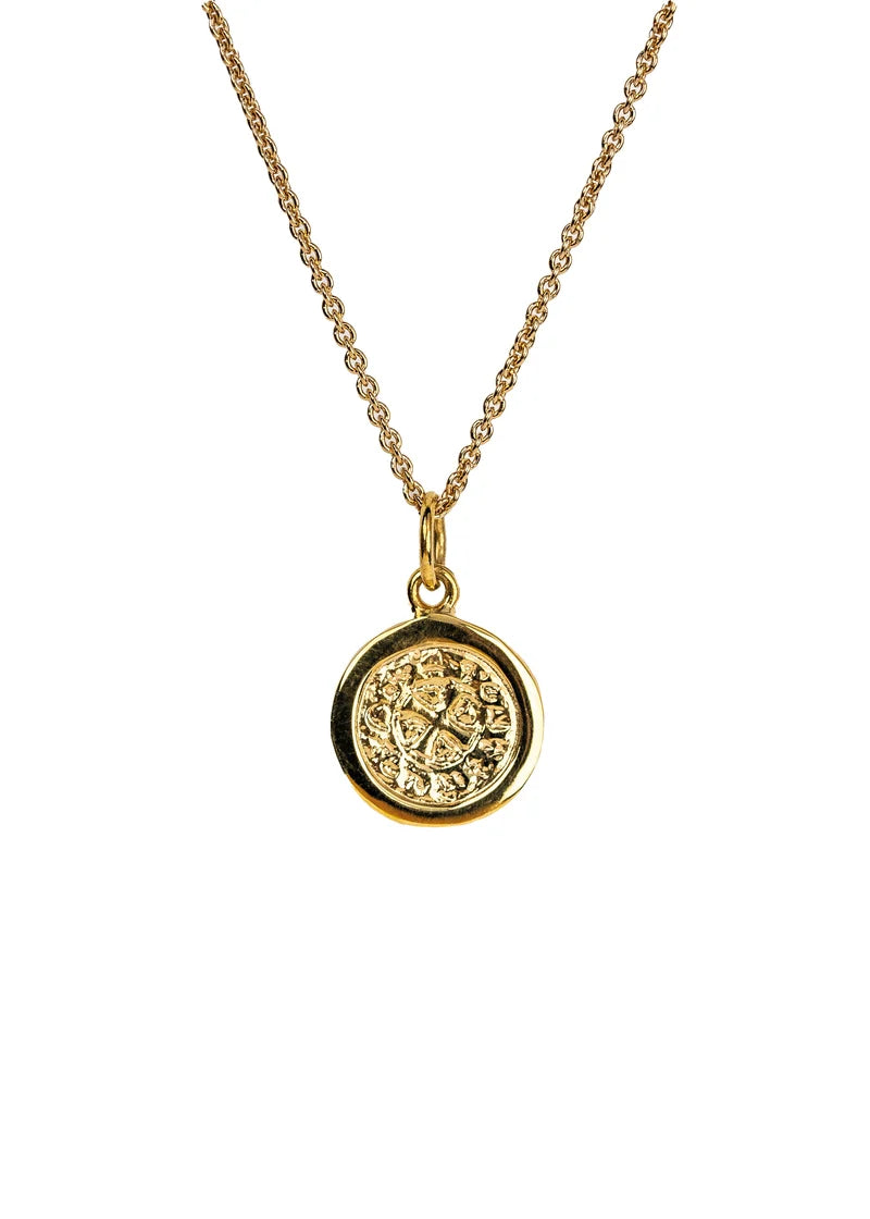 Quarterpenny necklace with edge in silver gold plated
