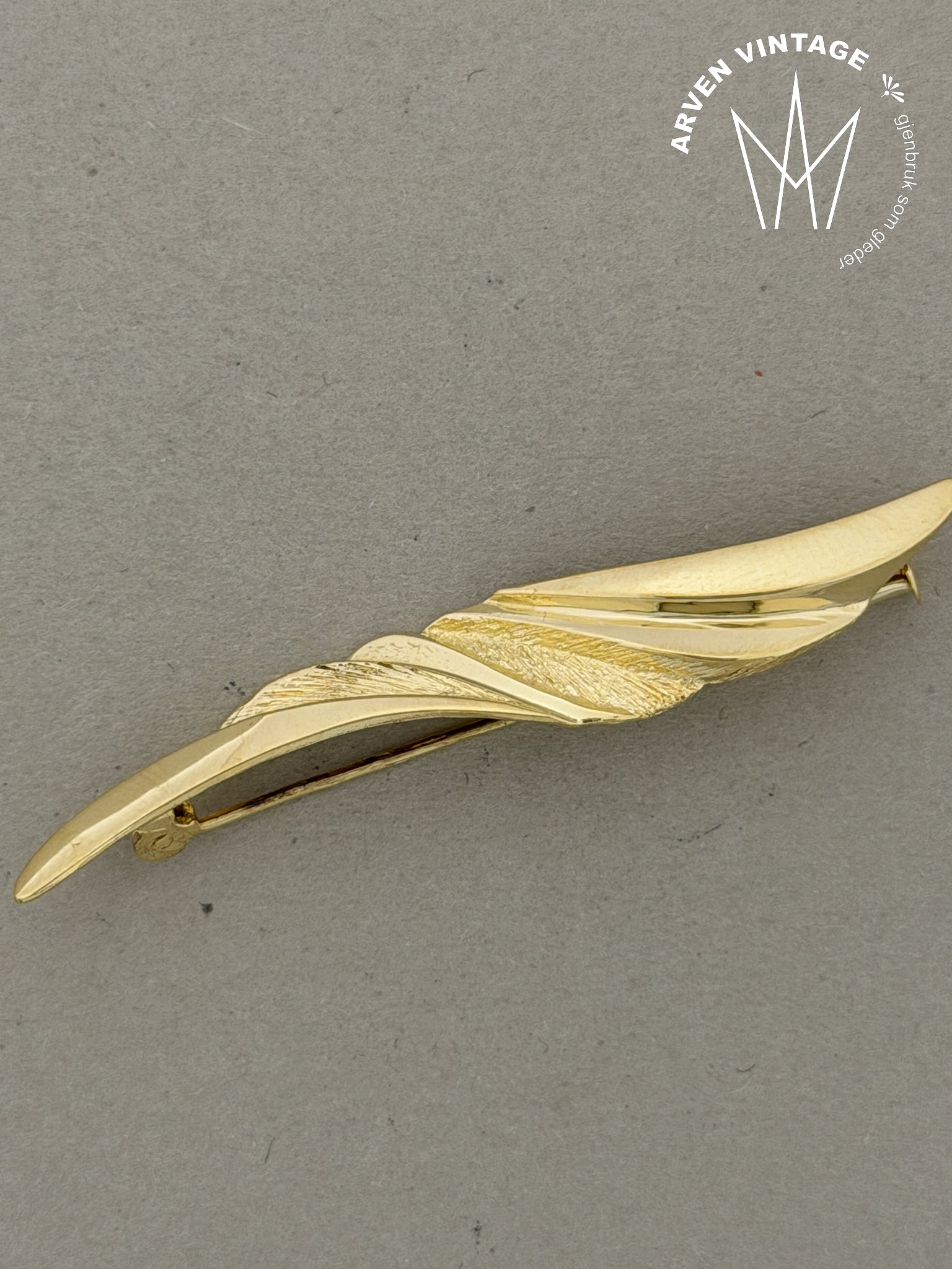 Vintage brosje gult gull