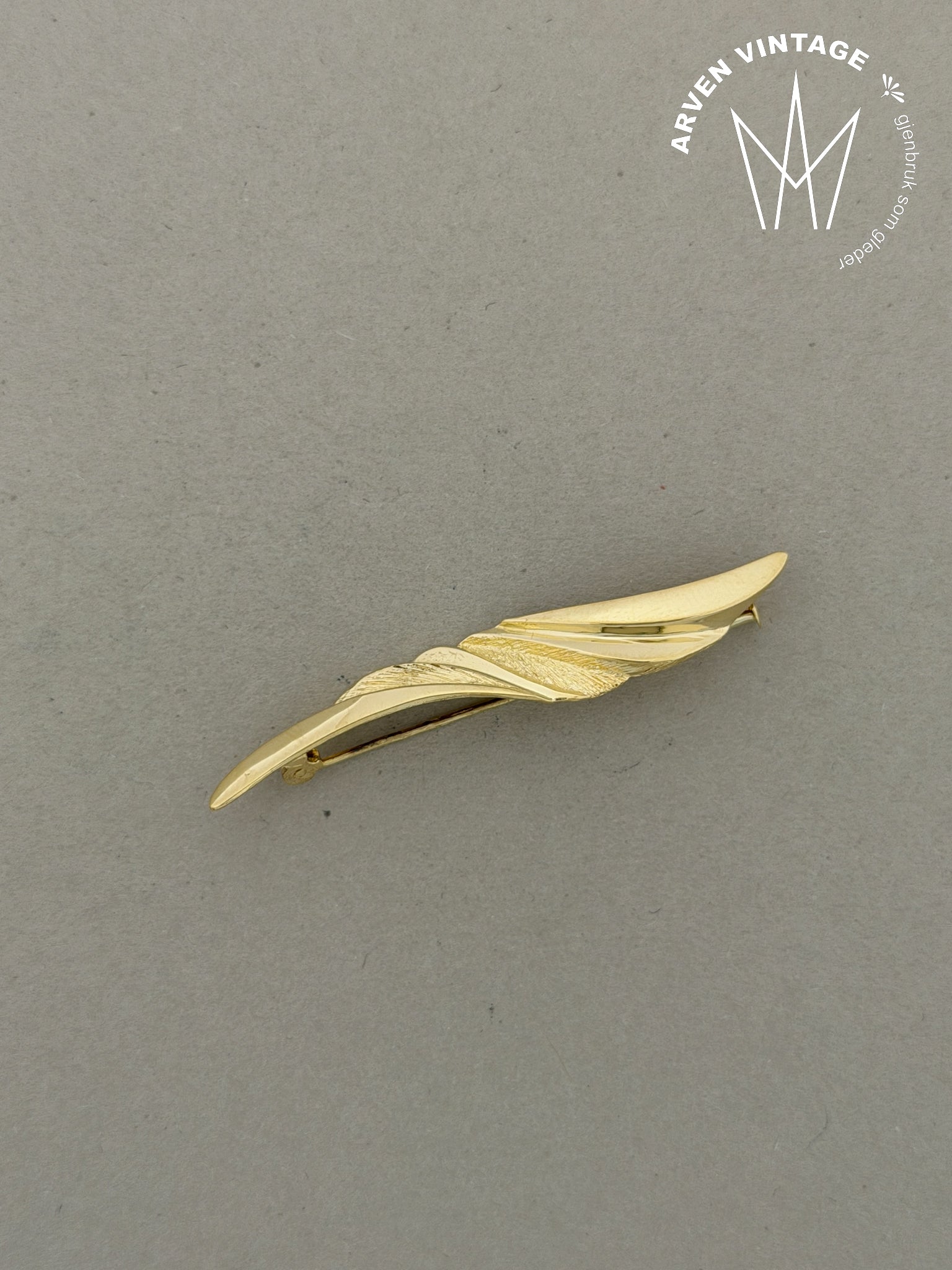 Vintage brosje gult gull