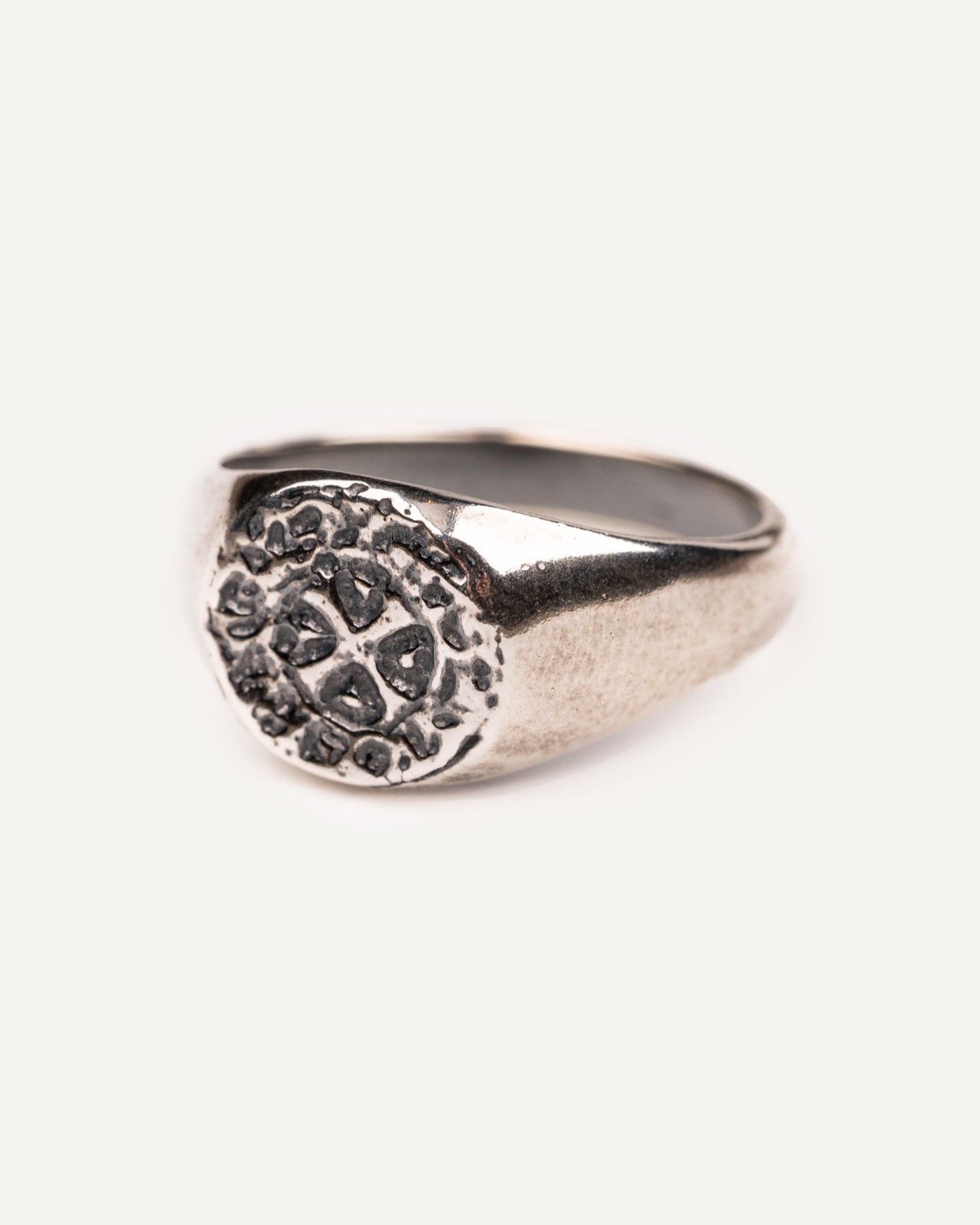 Quarterpenny signet ring oxidized silver