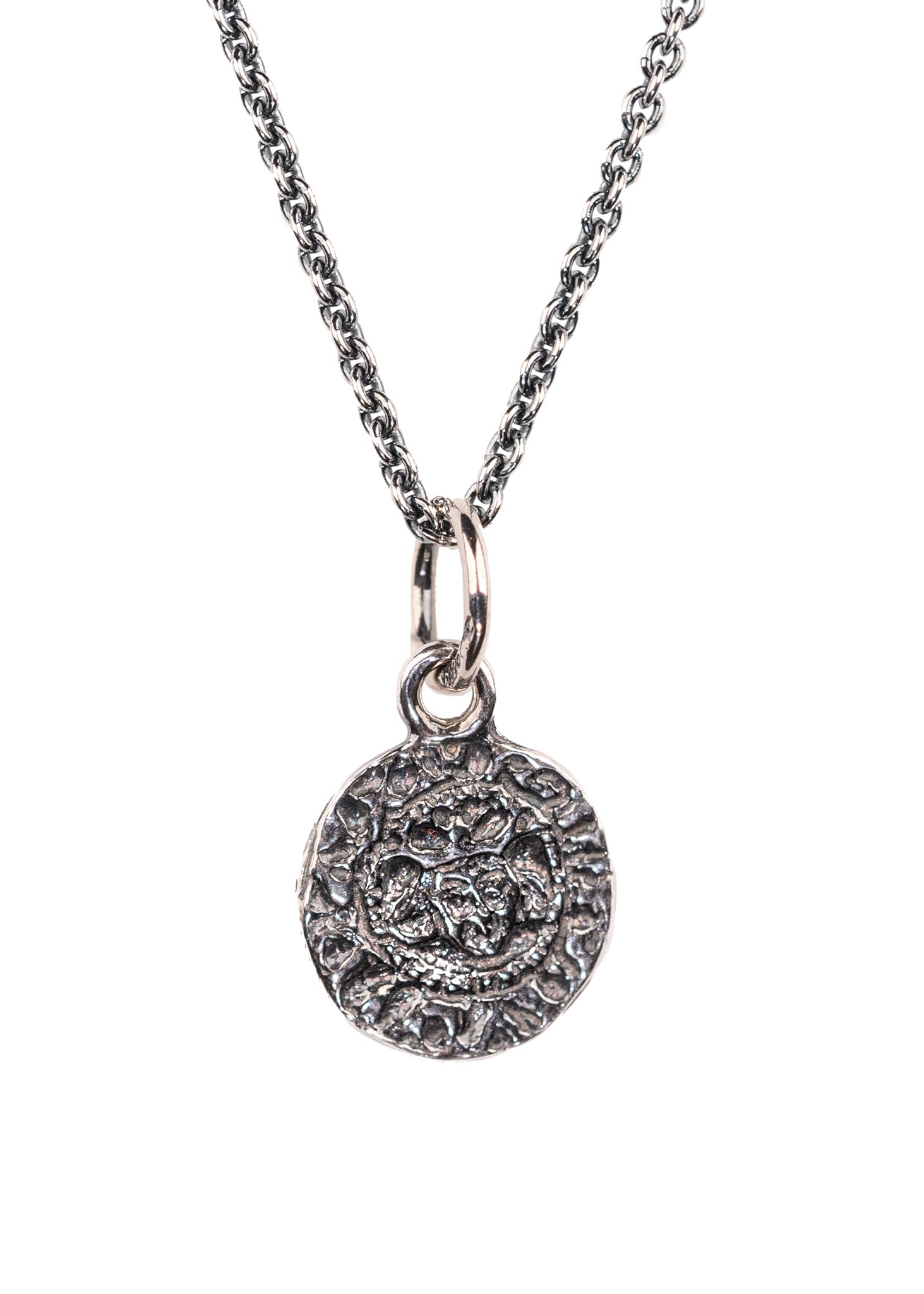 Quarterpenny necklace in oxidized silver