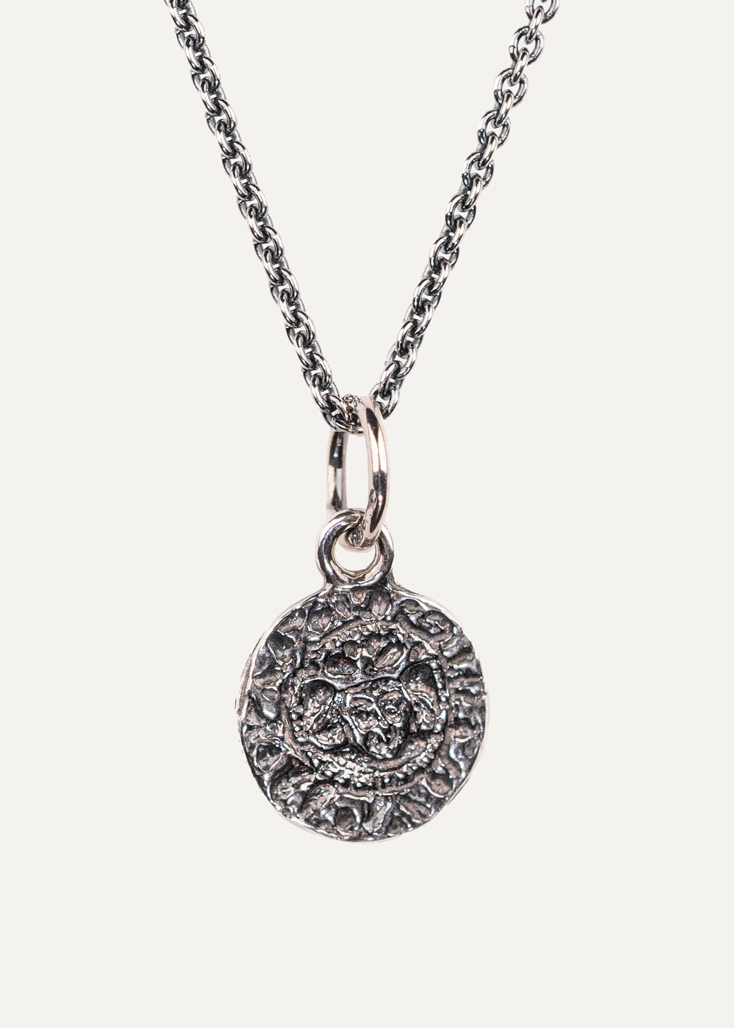 Quarterpenny necklace in oxidized silver