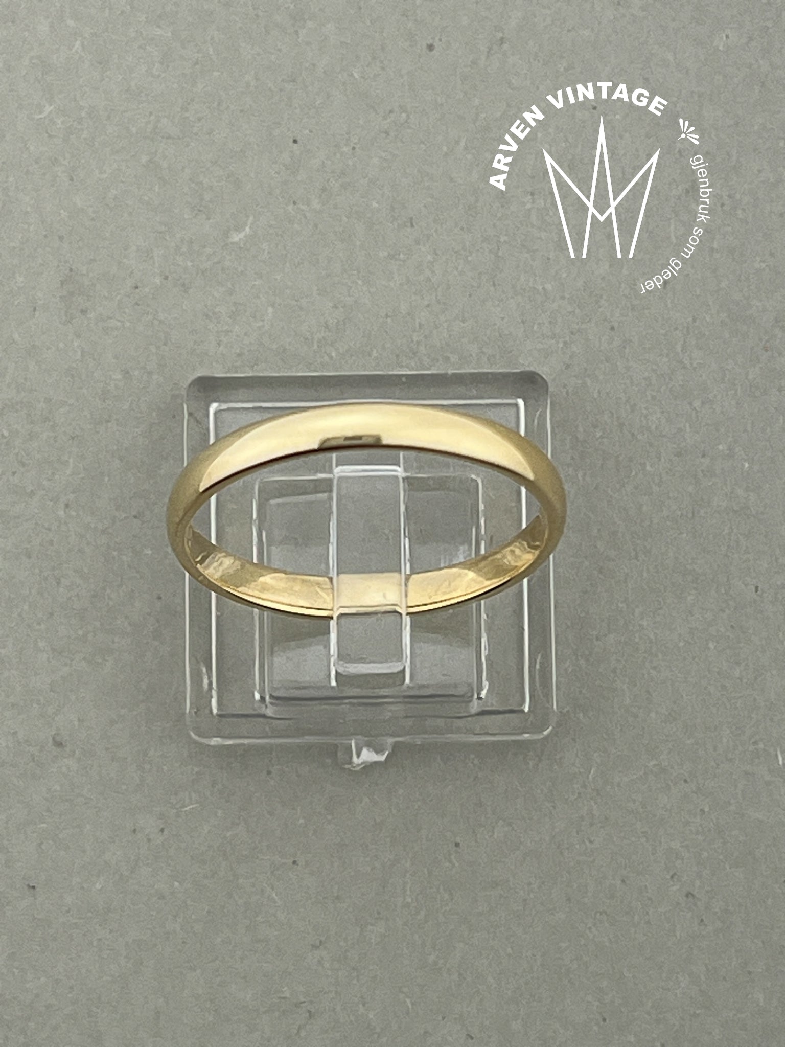 Vintage glatt ring gult gull str 60