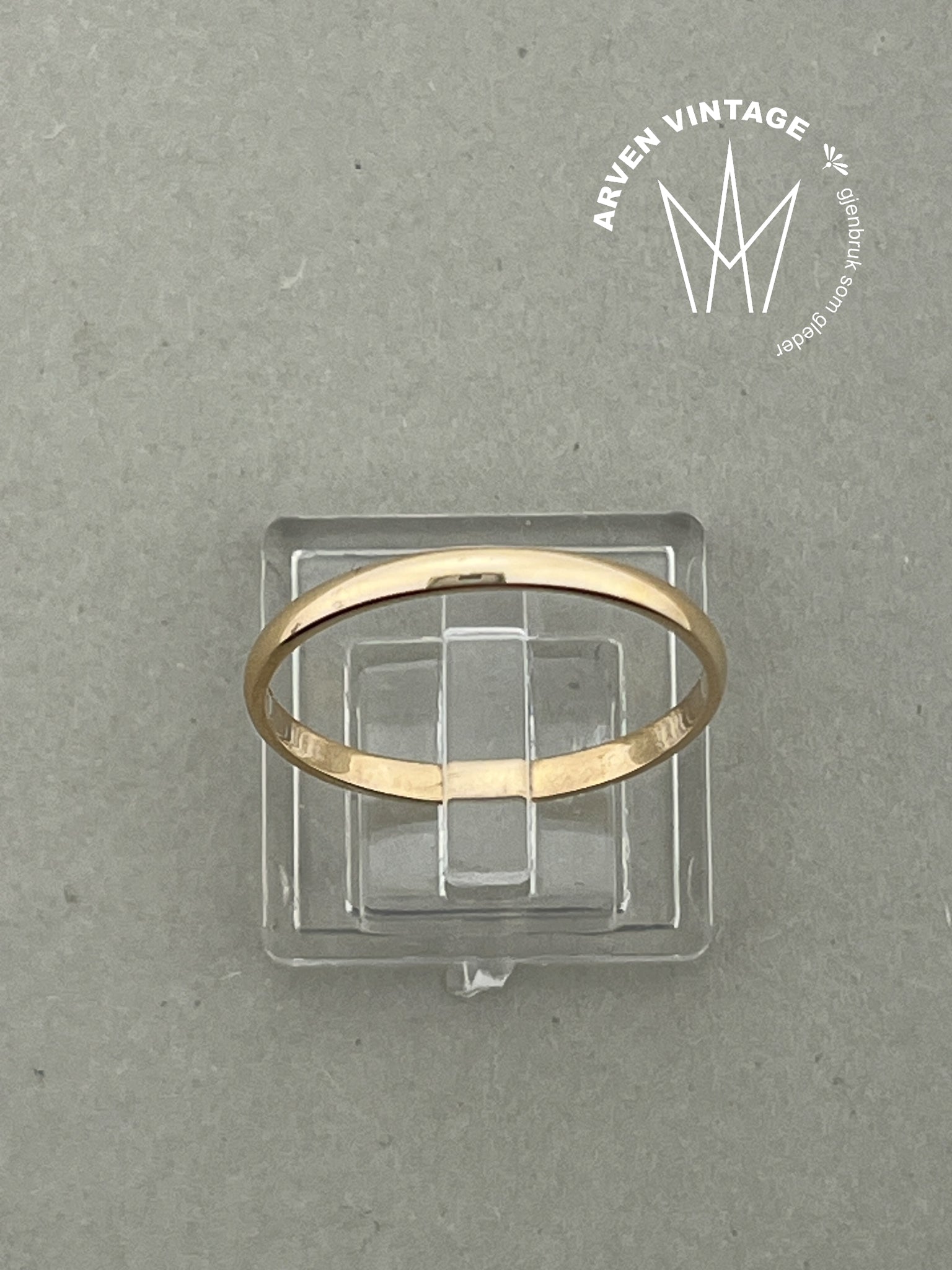 Vintage glatt ring gult gull str 62
