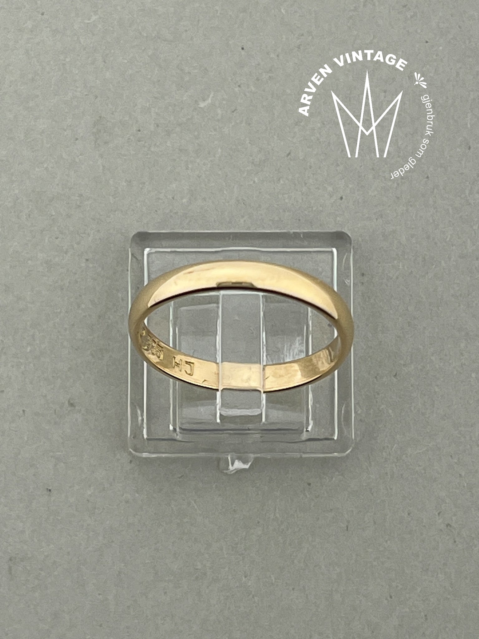Vintage glatt ring gult gull str60