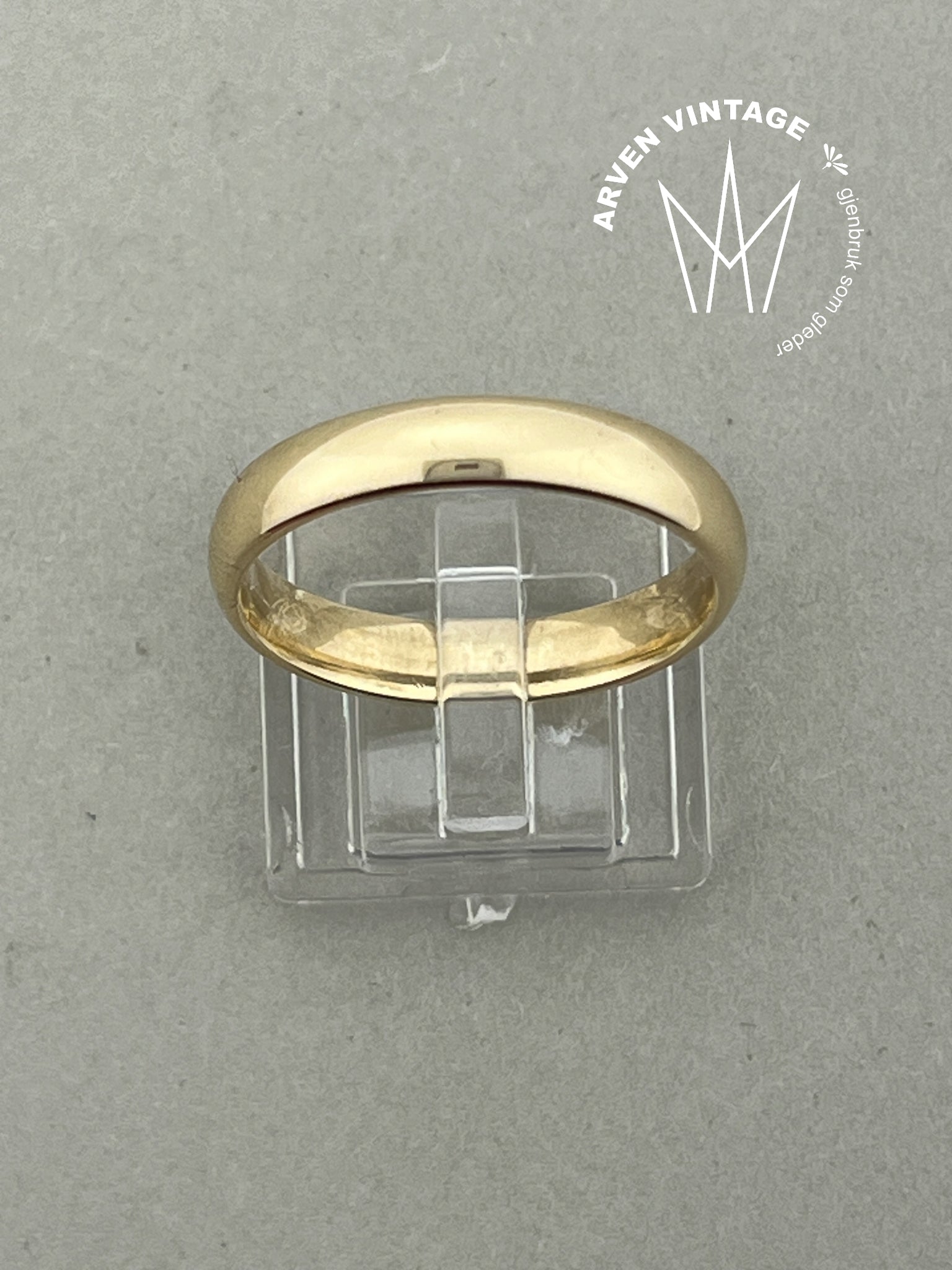 Vintage glatt ring gult gull str 58