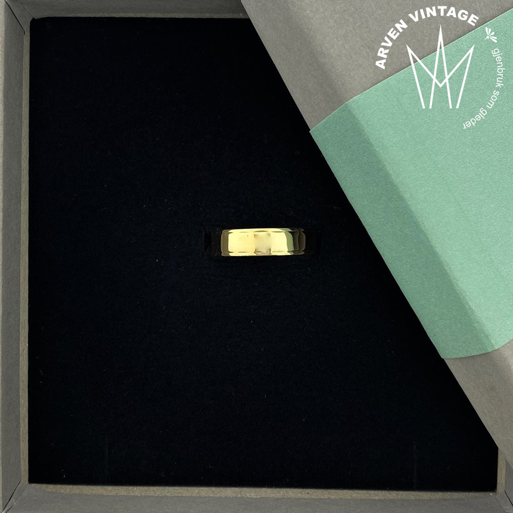 Vintage glatt ring gult gull med kant