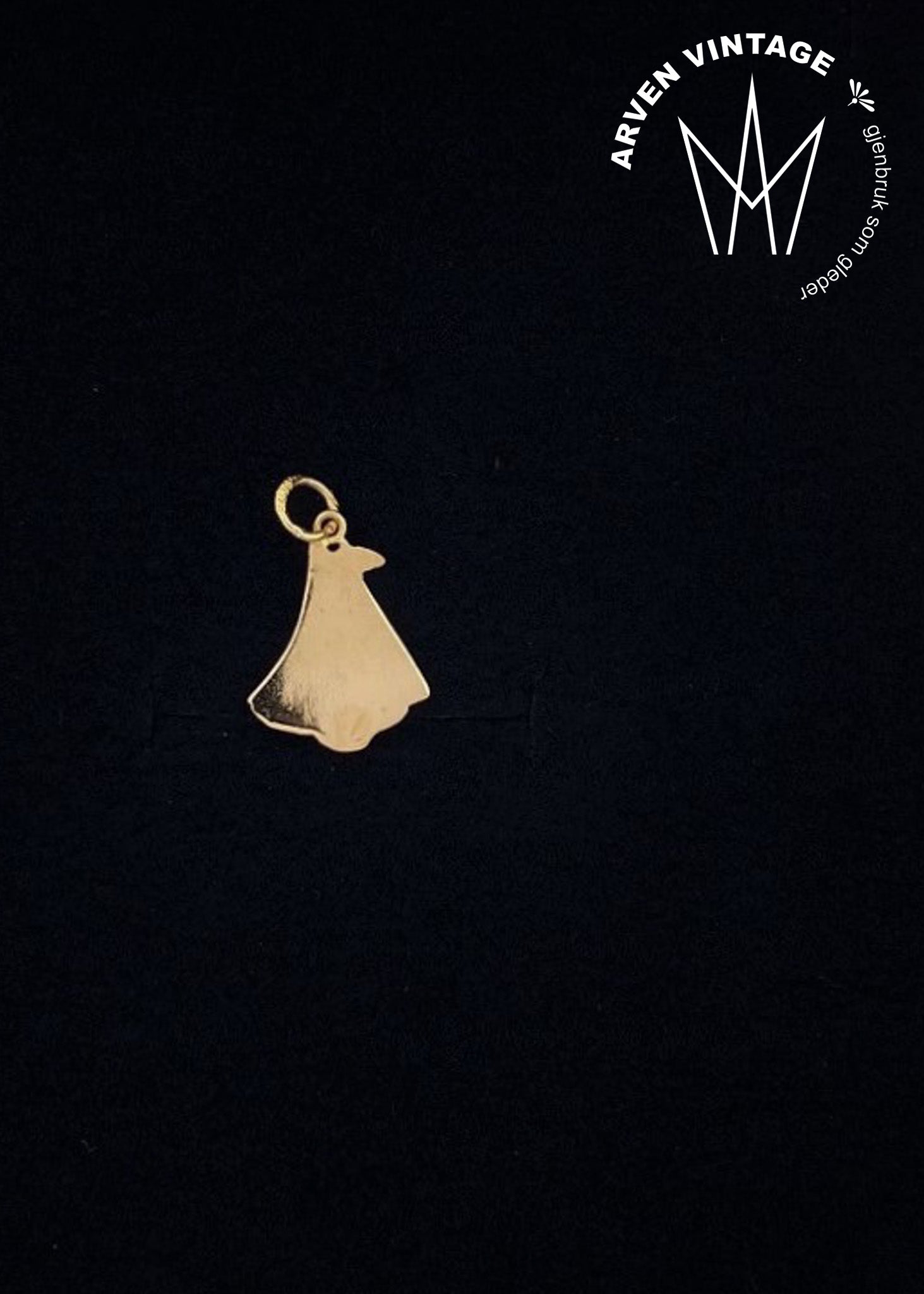 Vintage seilbåt charm i gult gull