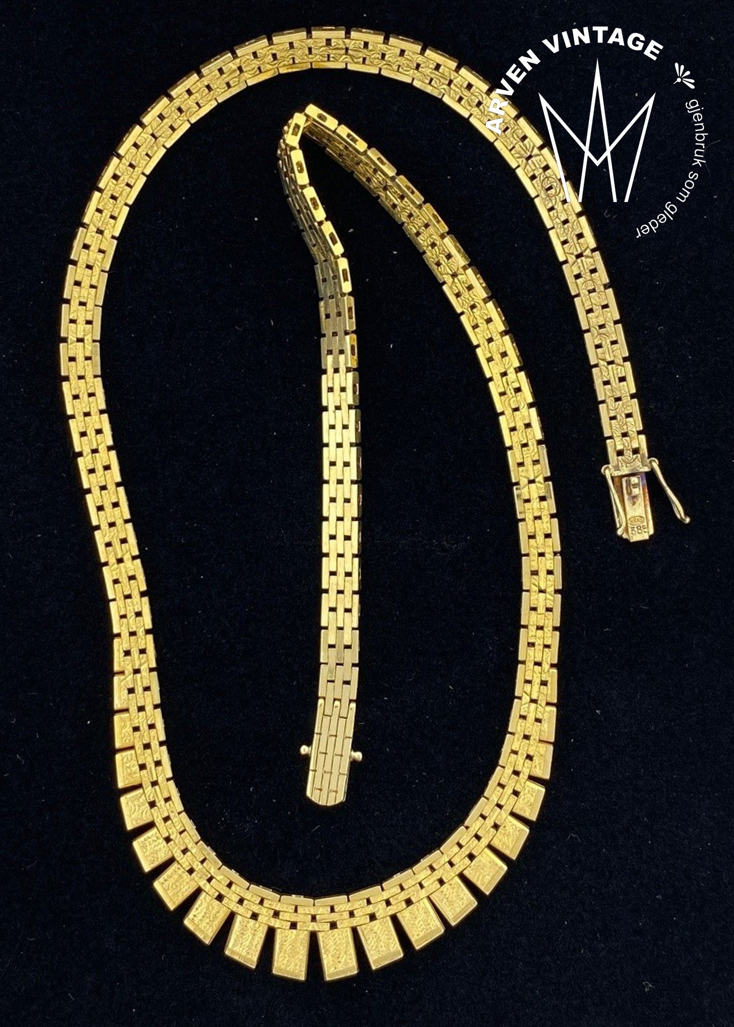Vintage collier i gult gull