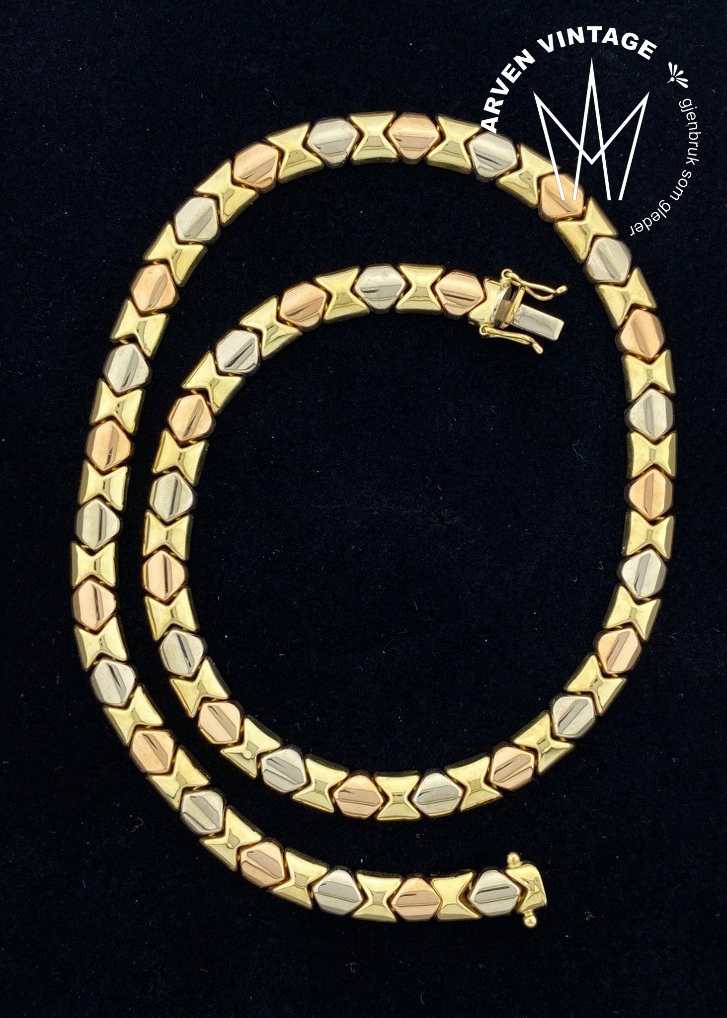 Vintage gull halskjede i tre farger
