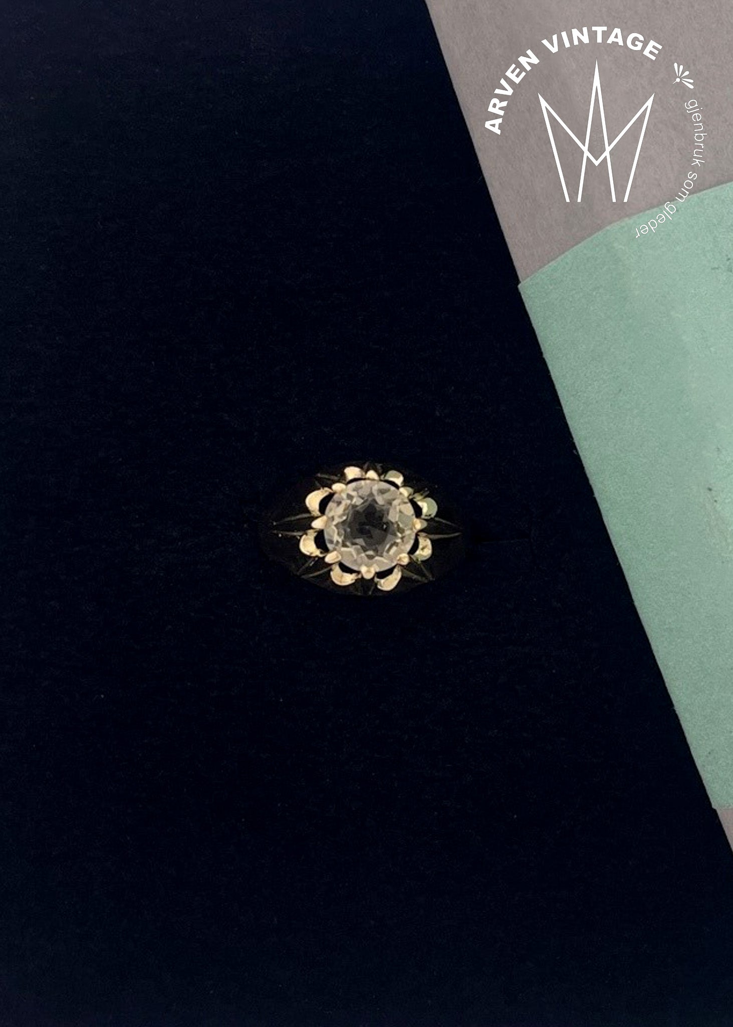 Vintage ring med sten str.56