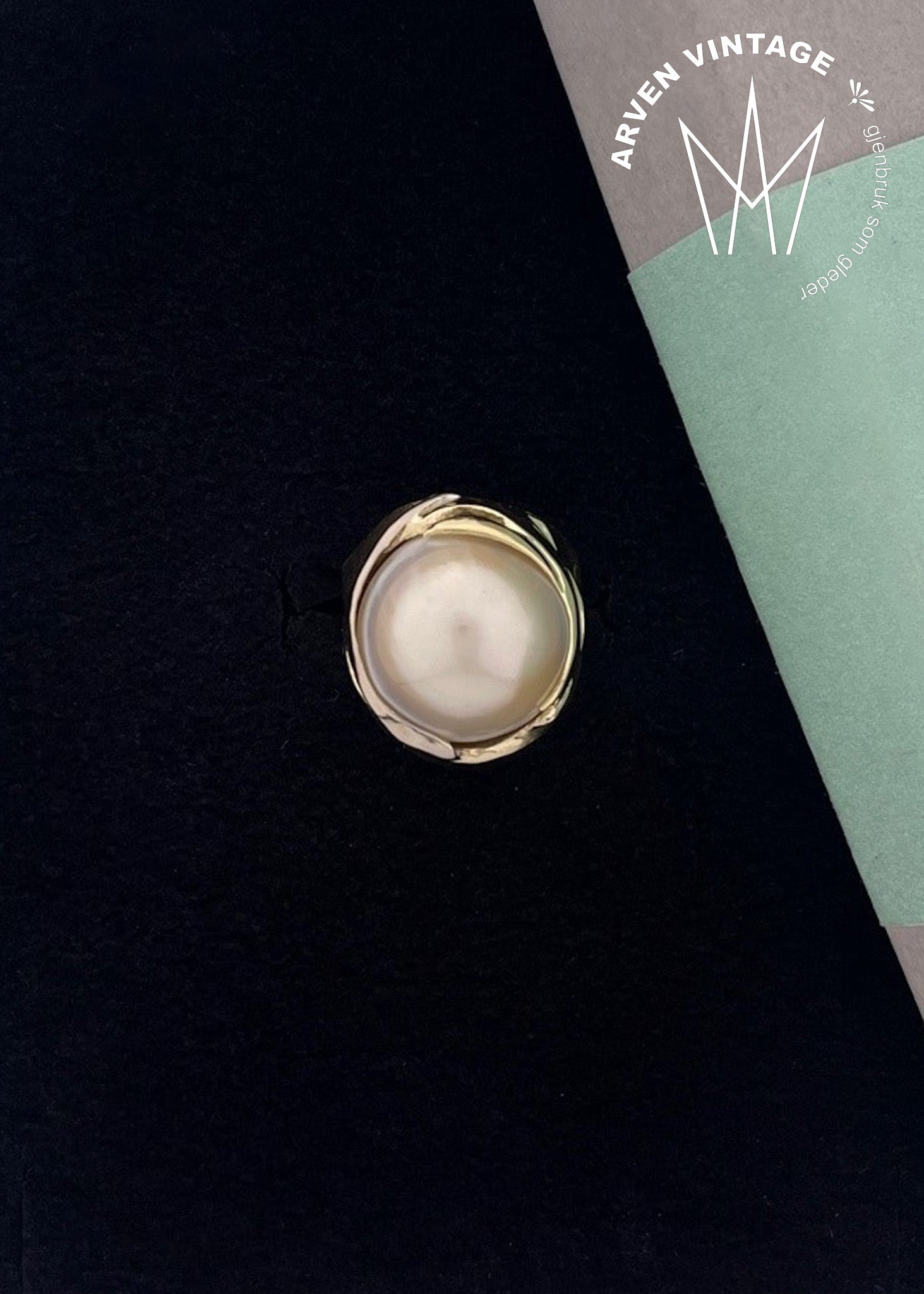 Vintage ring mabe perle str. 52