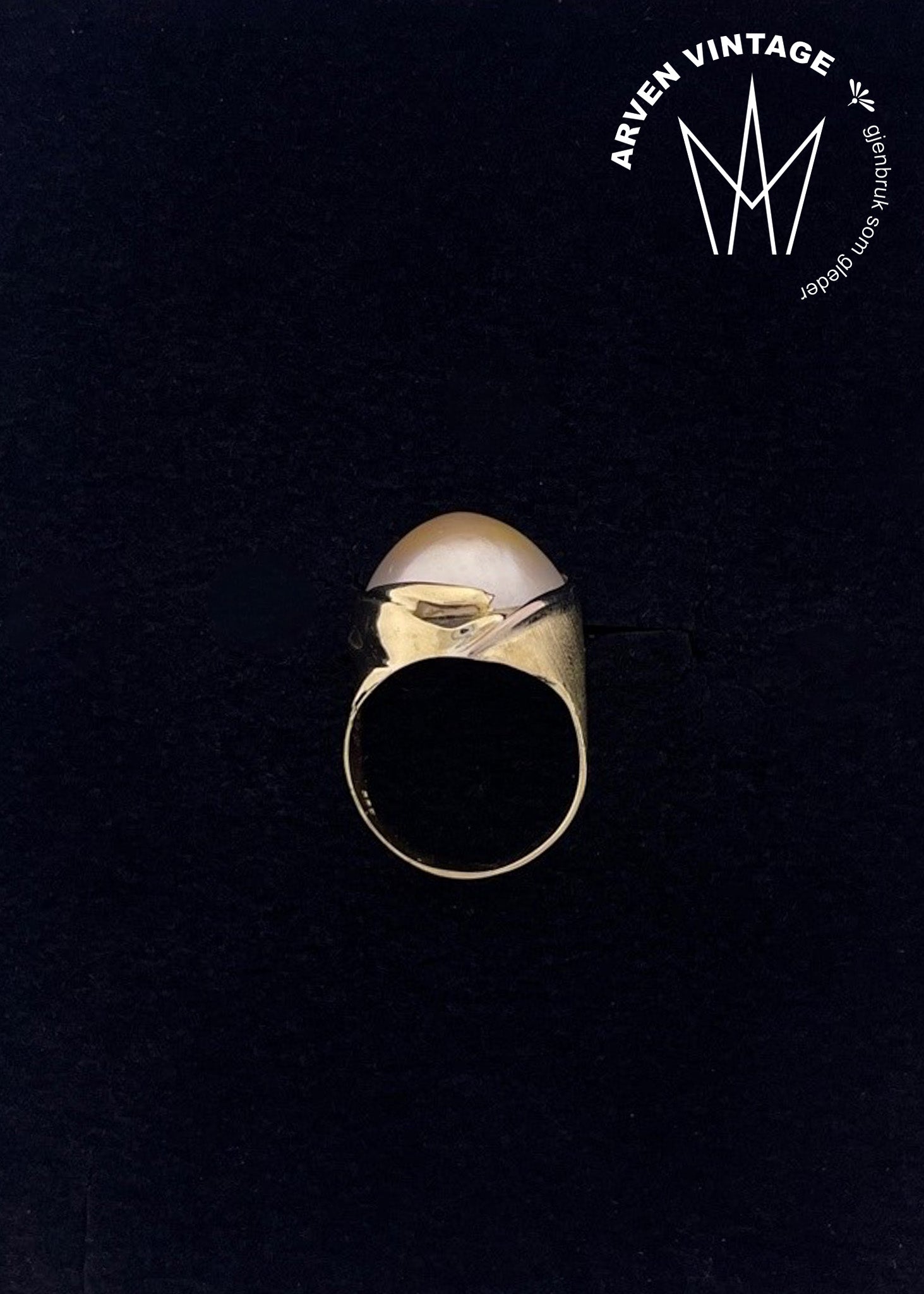 Vintage ring mabe perle str. 52