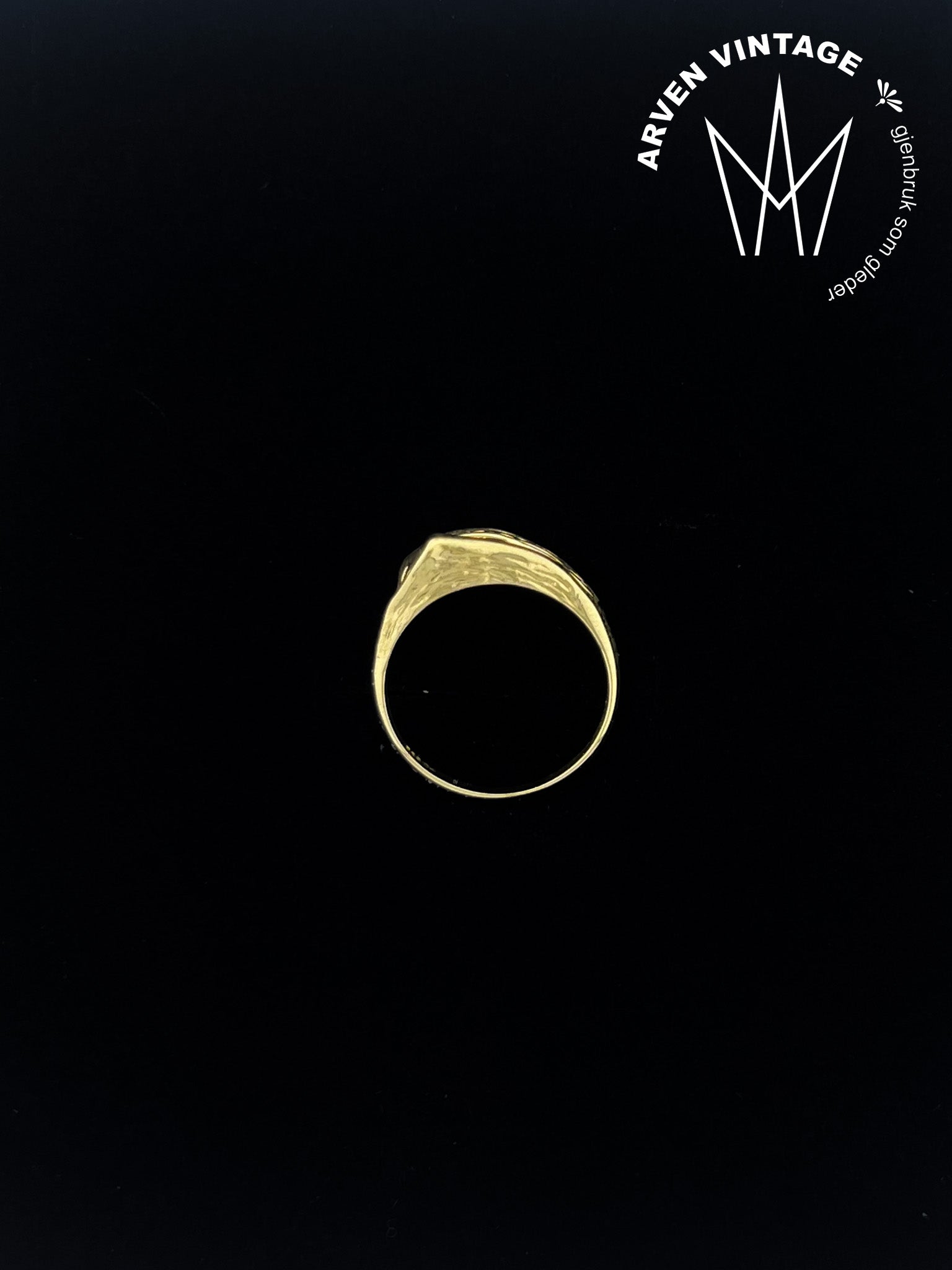 Vintage ring gult gull str. 48