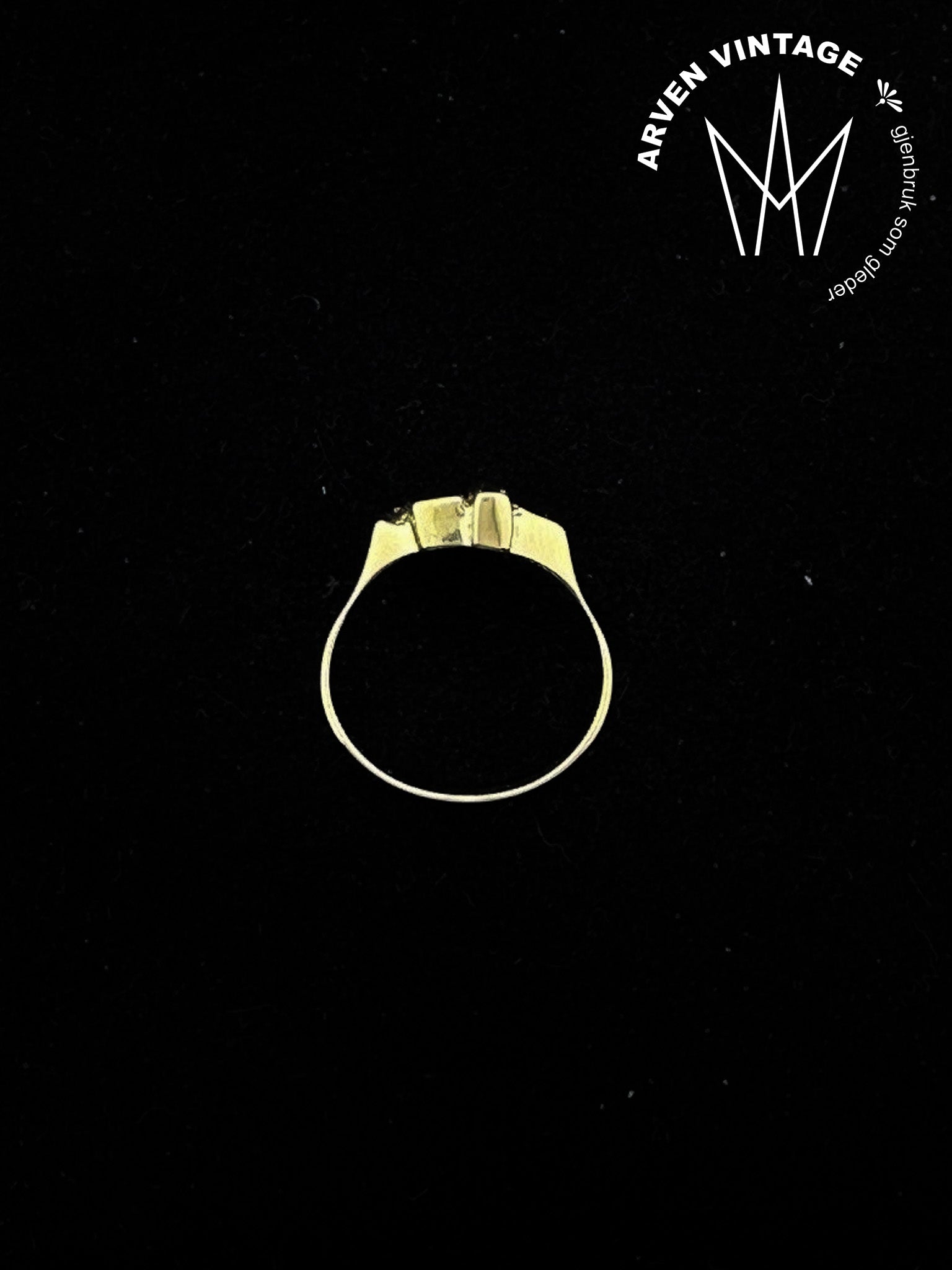 Vintage ring gult gull str. 54