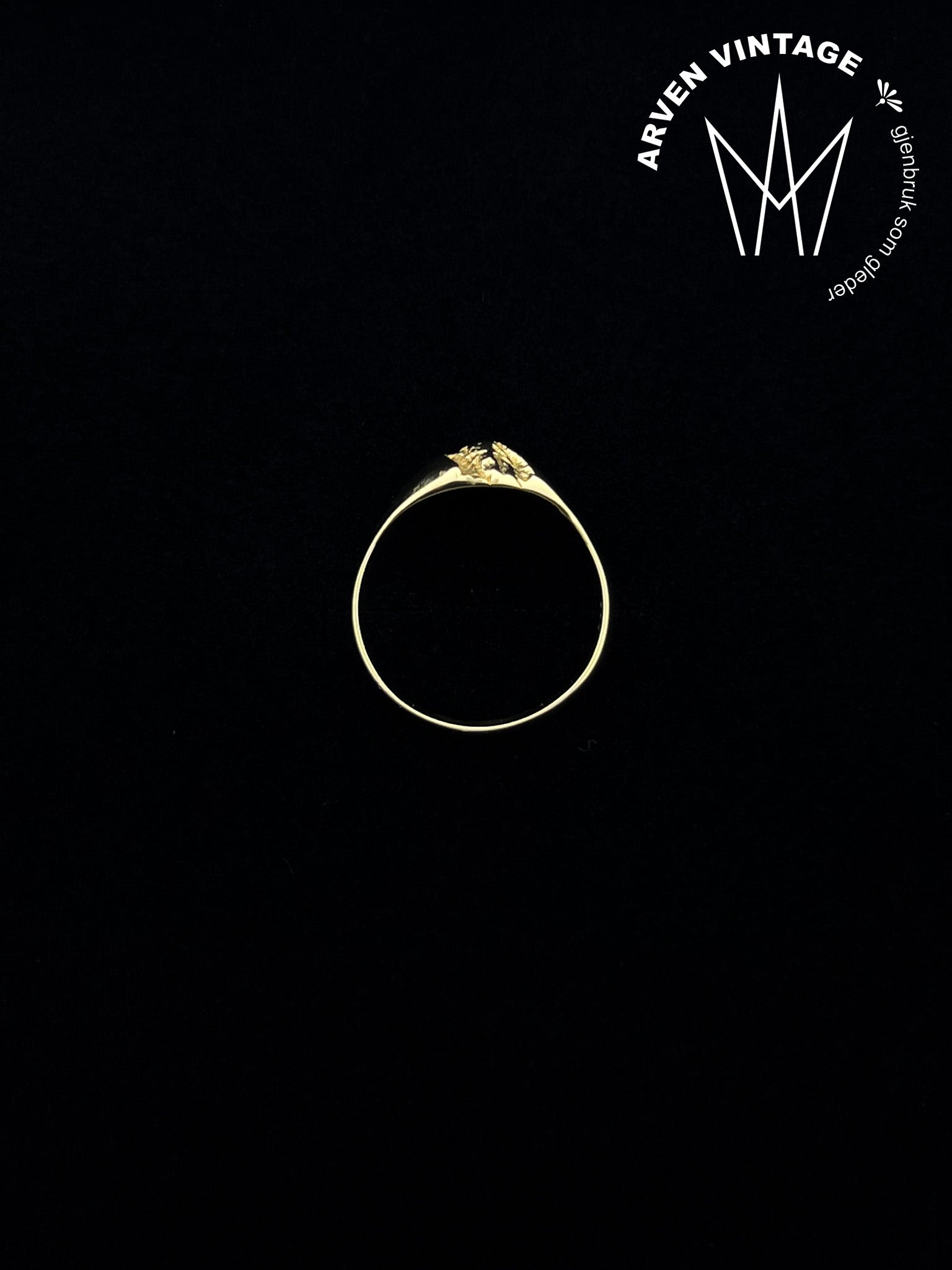 Vintage ring gult gull str. 55