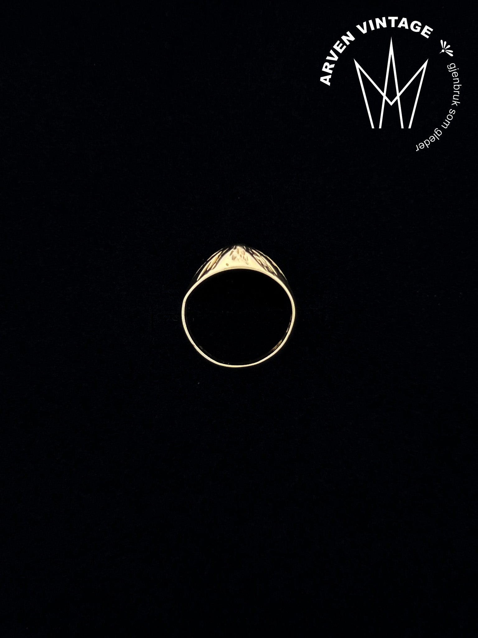 Vintage ring gult gull str. 44
