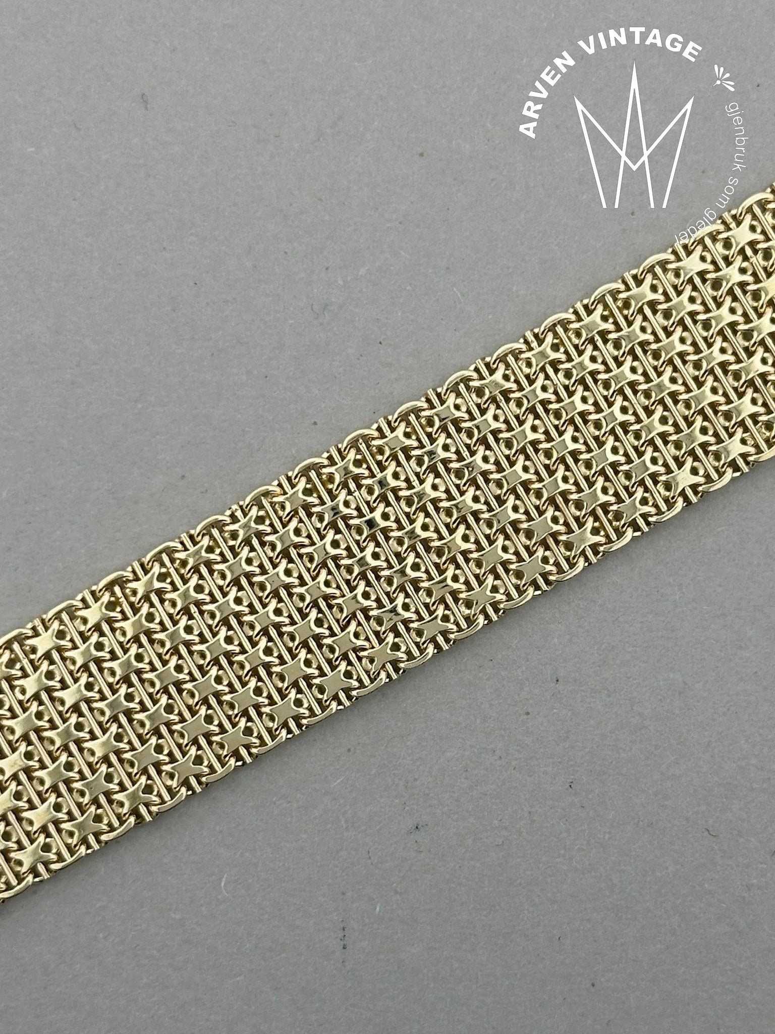 Vintage X med stav armbånd gult gull