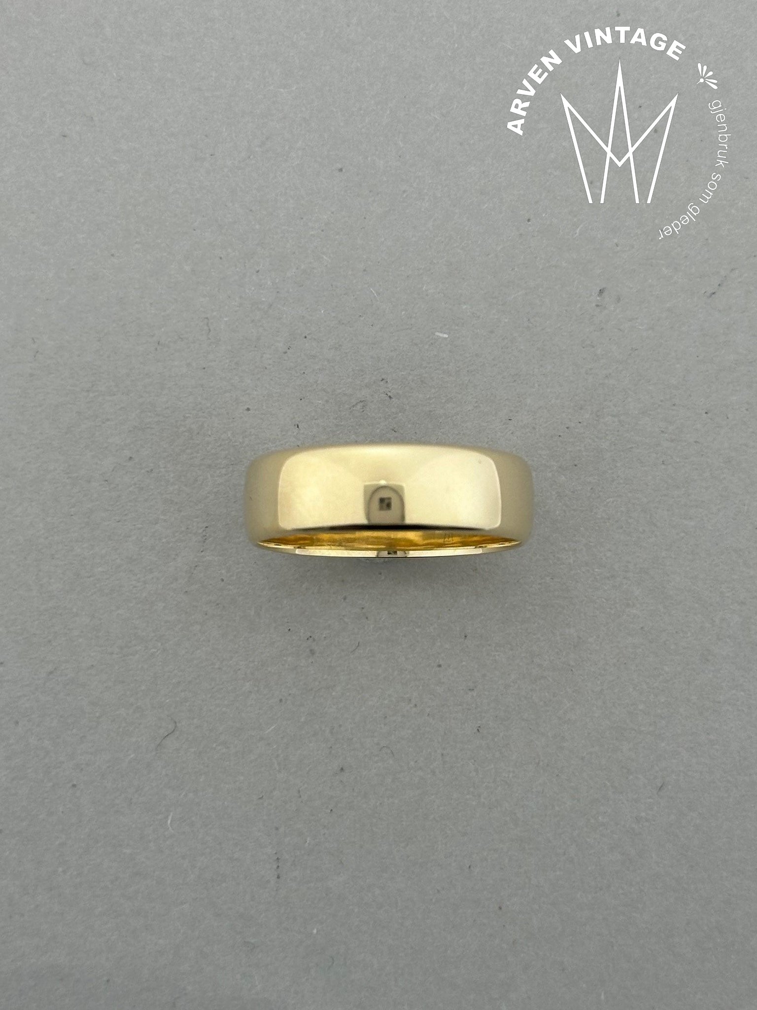 Vintage glatt ring gult gull str 64