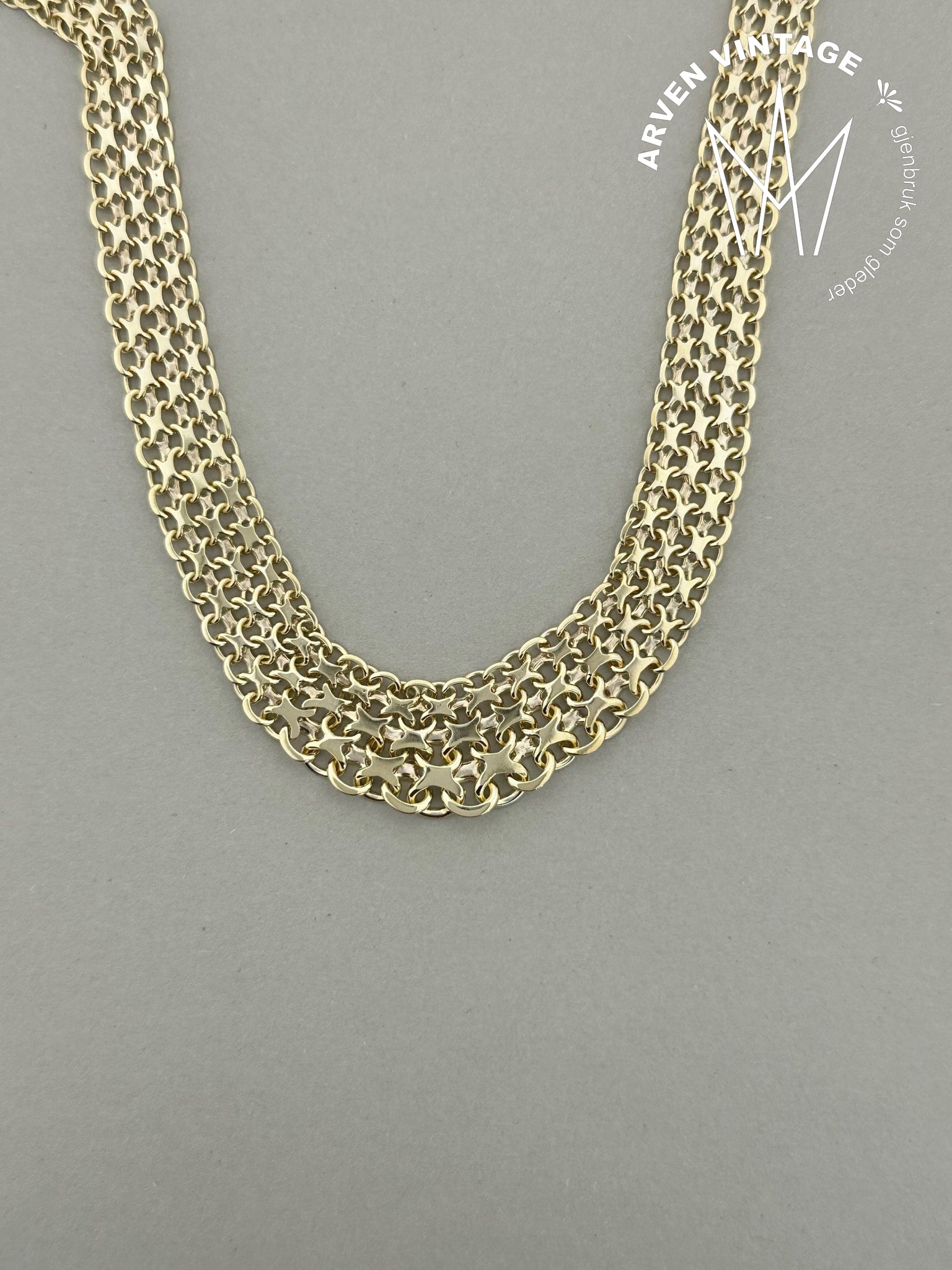 Vintage necklace X with rod in yellow gold