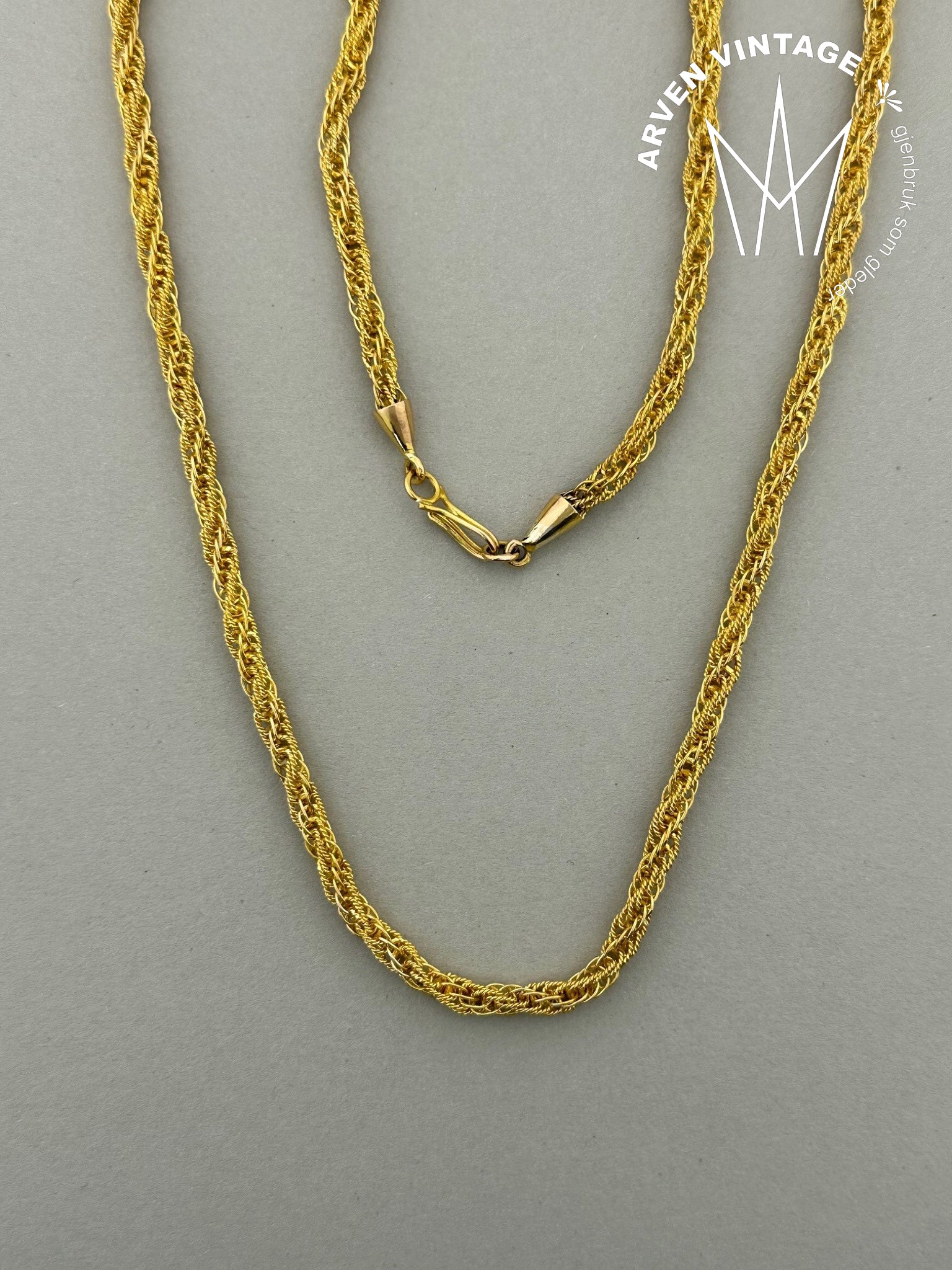 Vintage twisted necklace 18K yellow gold 56cm