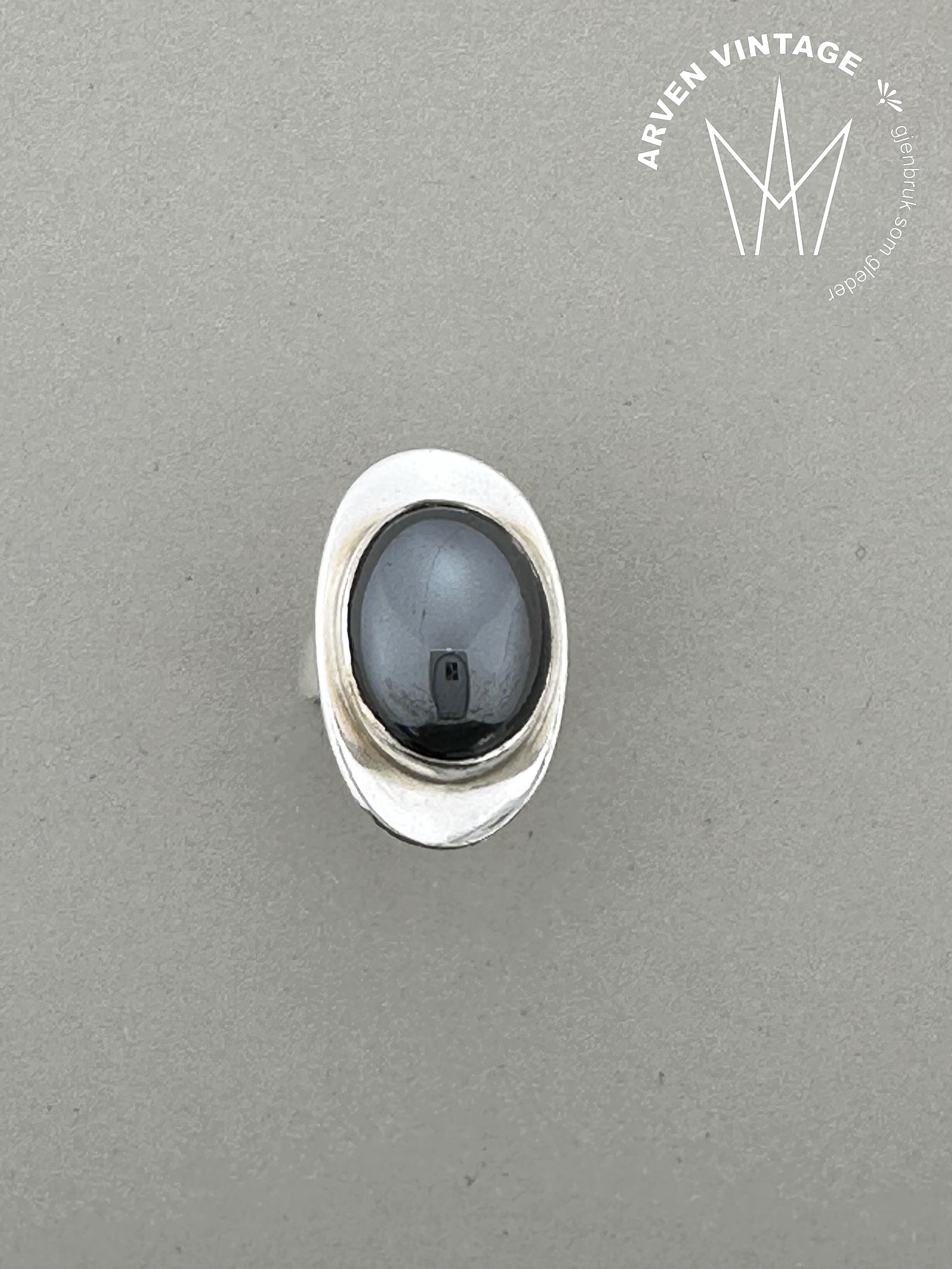 Vintage Danish silver ring with black stone