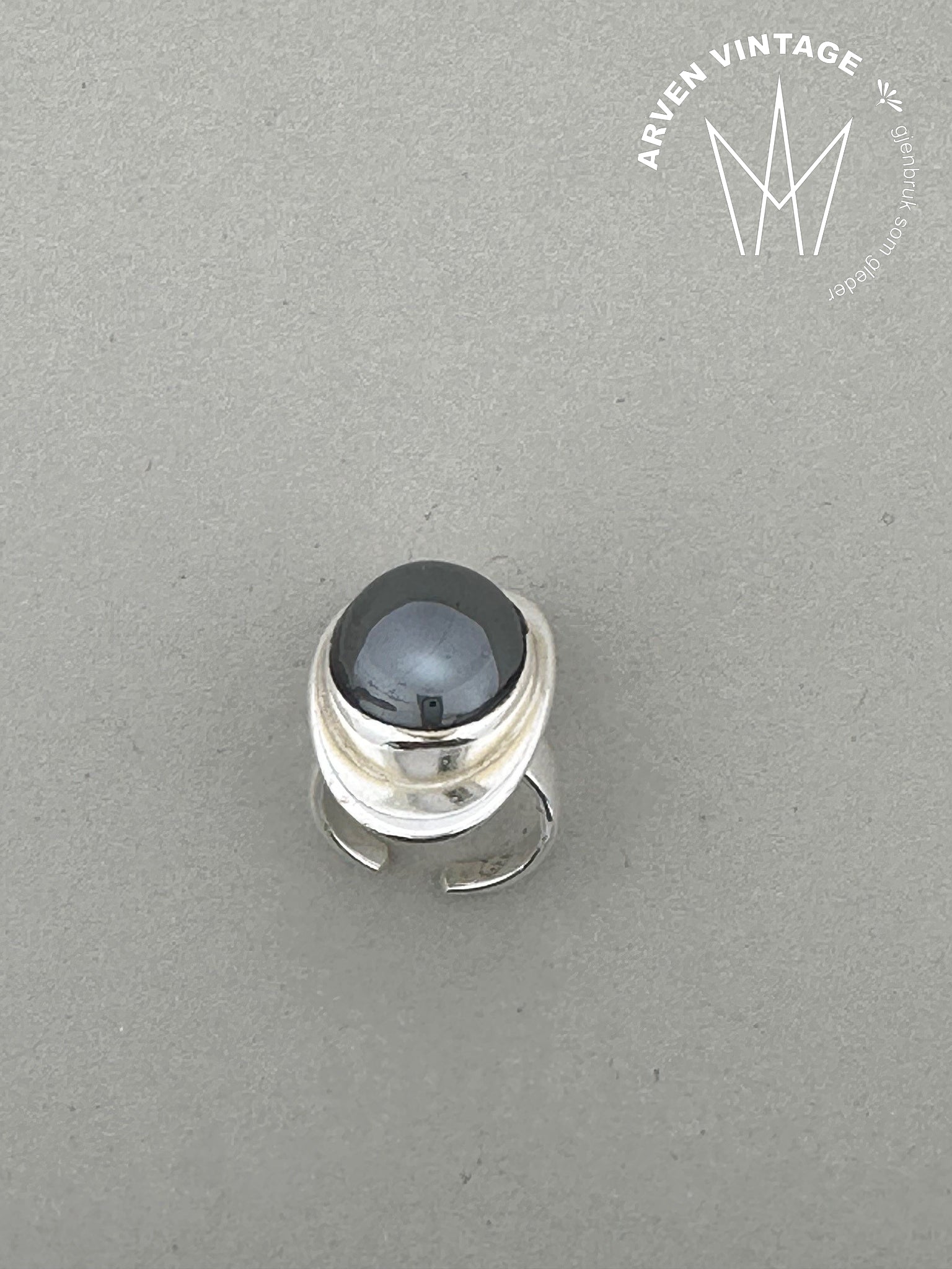 Vintage Danish silver ring with black stone