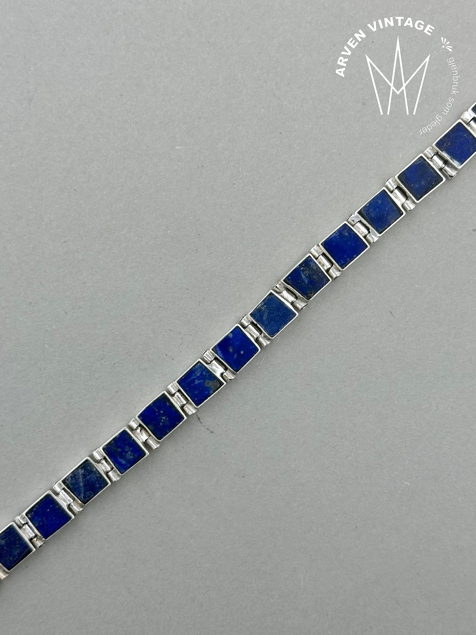 Vintage sølv armbånd med lapis lazuli