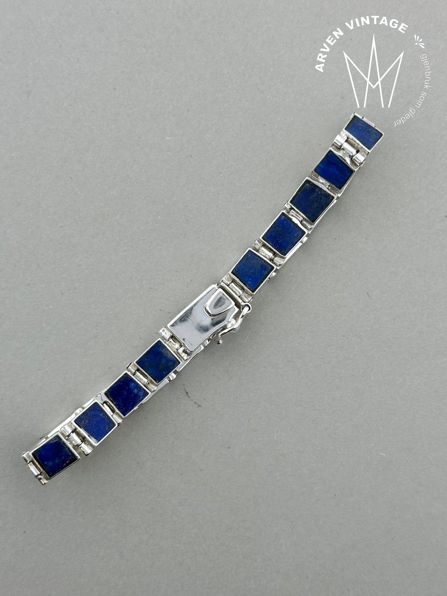 Vintage sølv armbånd med lapis lazuli